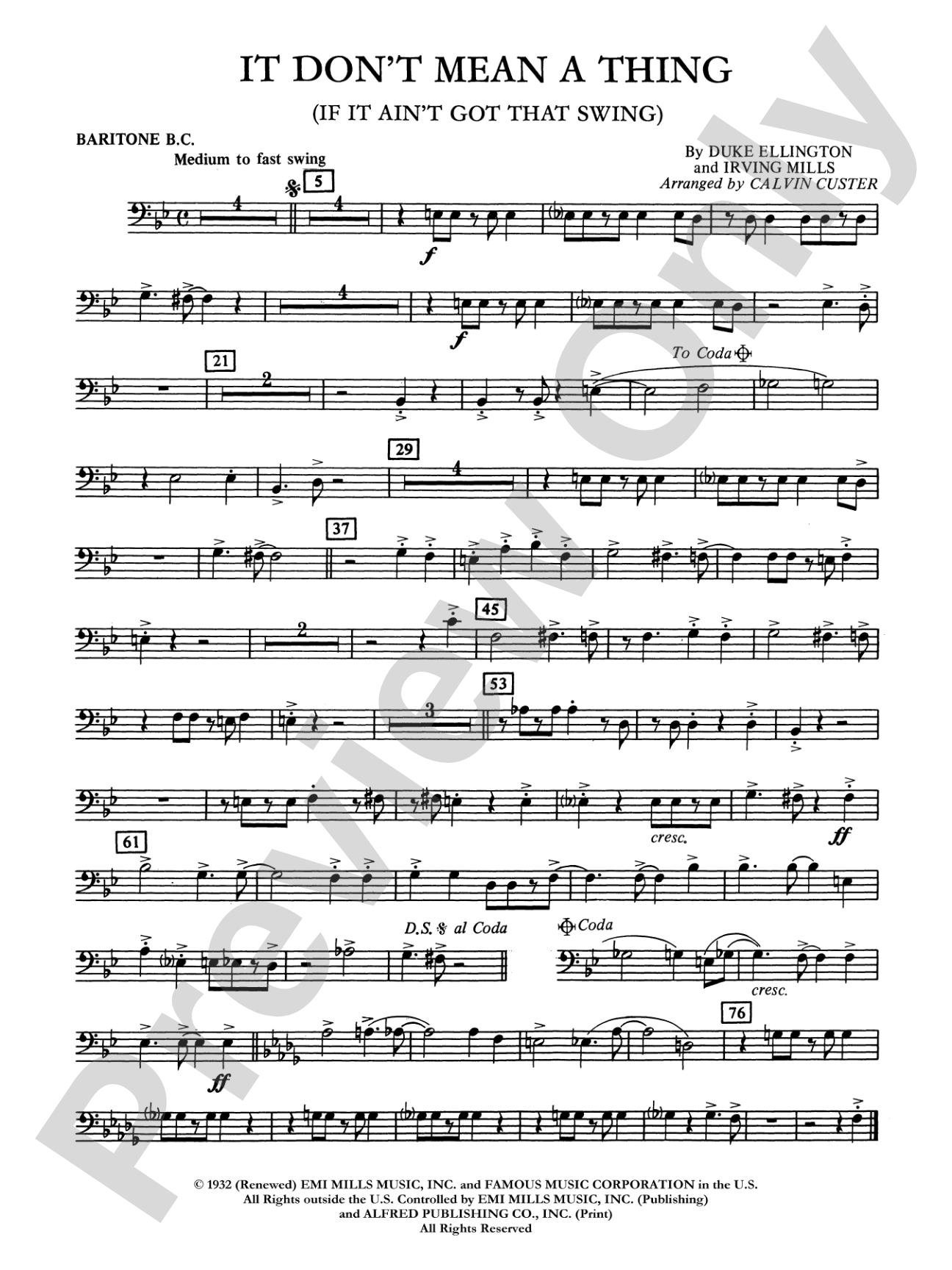It Don't Mean a Thing (If It Ain't Got That Swing): Baritone B.C.