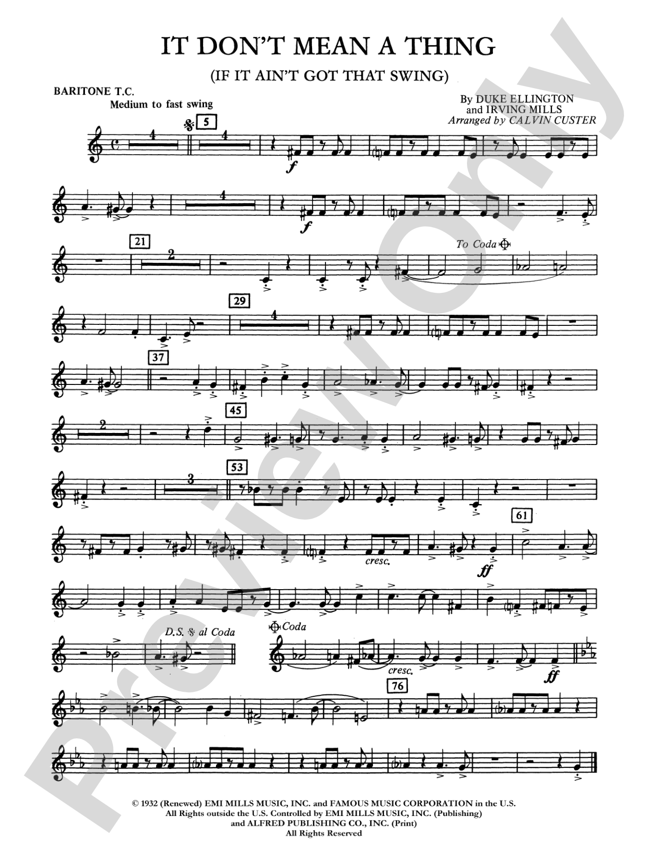 It Don't Mean a Thing (If It Ain't Got That Swing): Baritone T.C.