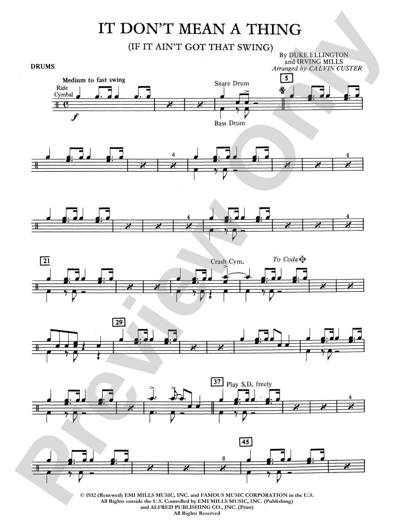 It Don't Mean a Thing (If It Ain't Got That Swing): Drums