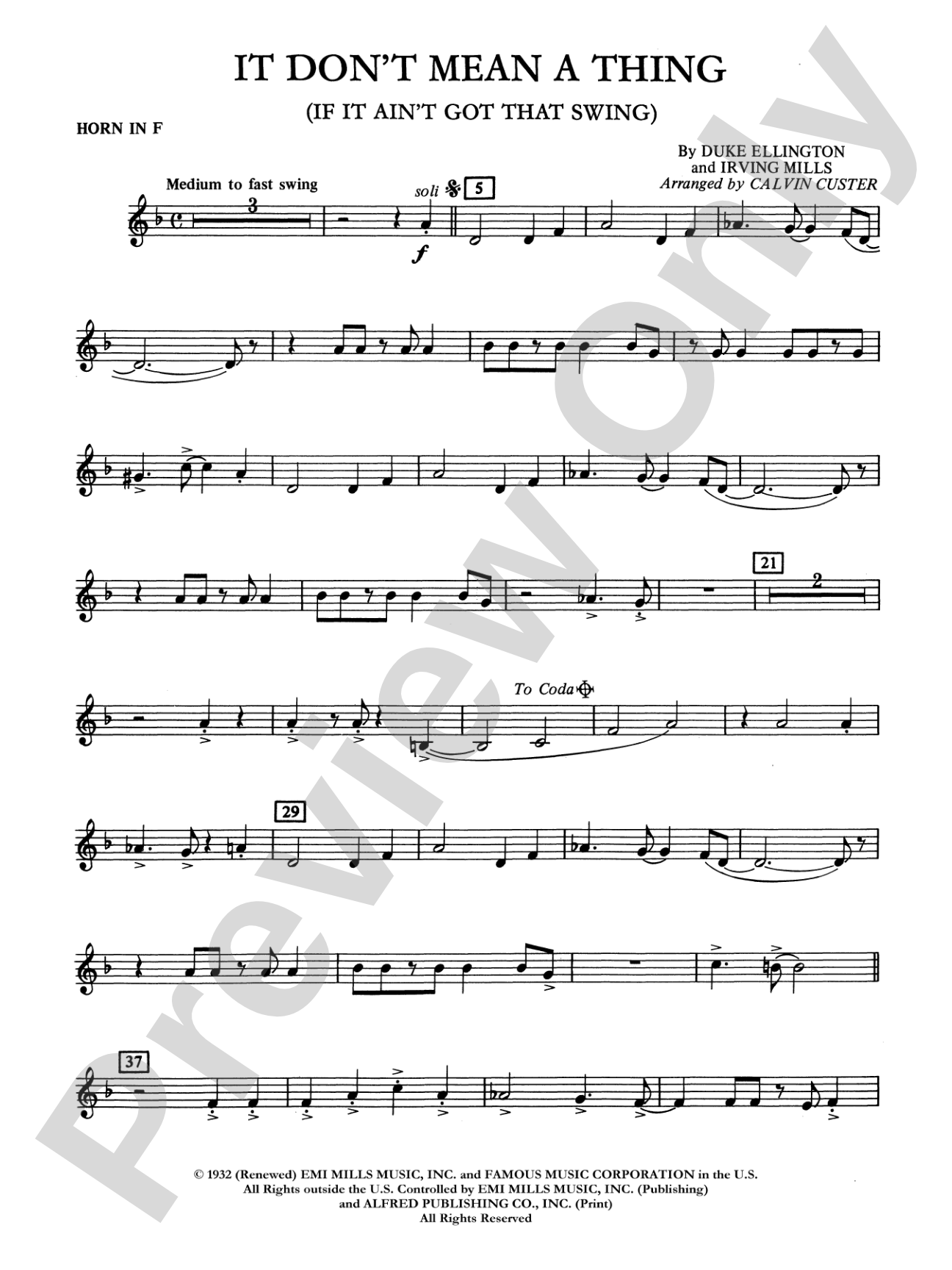 It Don't Mean a Thing (If It Ain't Got That Swing): 1st F Horn
