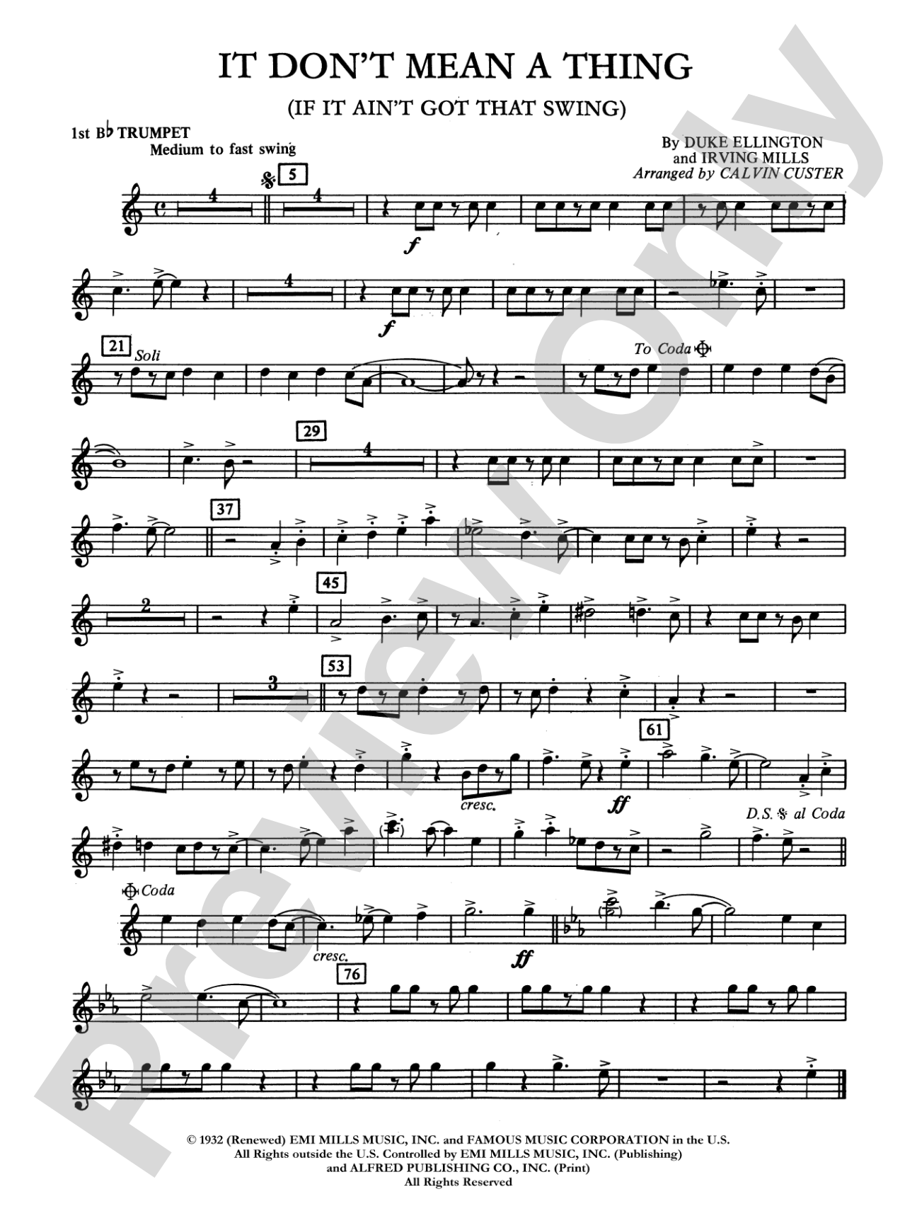 It Don't Mean a Thing (If It Ain't Got That Swing): 1st B-flat Trumpet