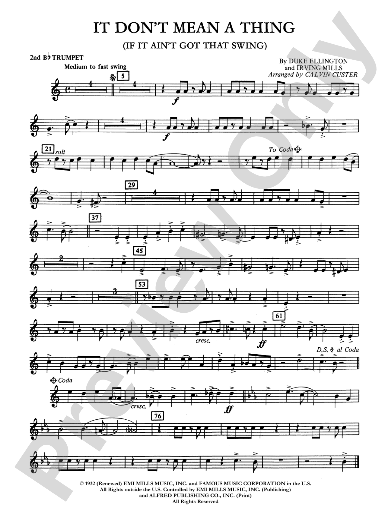 It Don't Mean a Thing (If It Ain't Got That Swing): 2nd B-flat Trumpet
