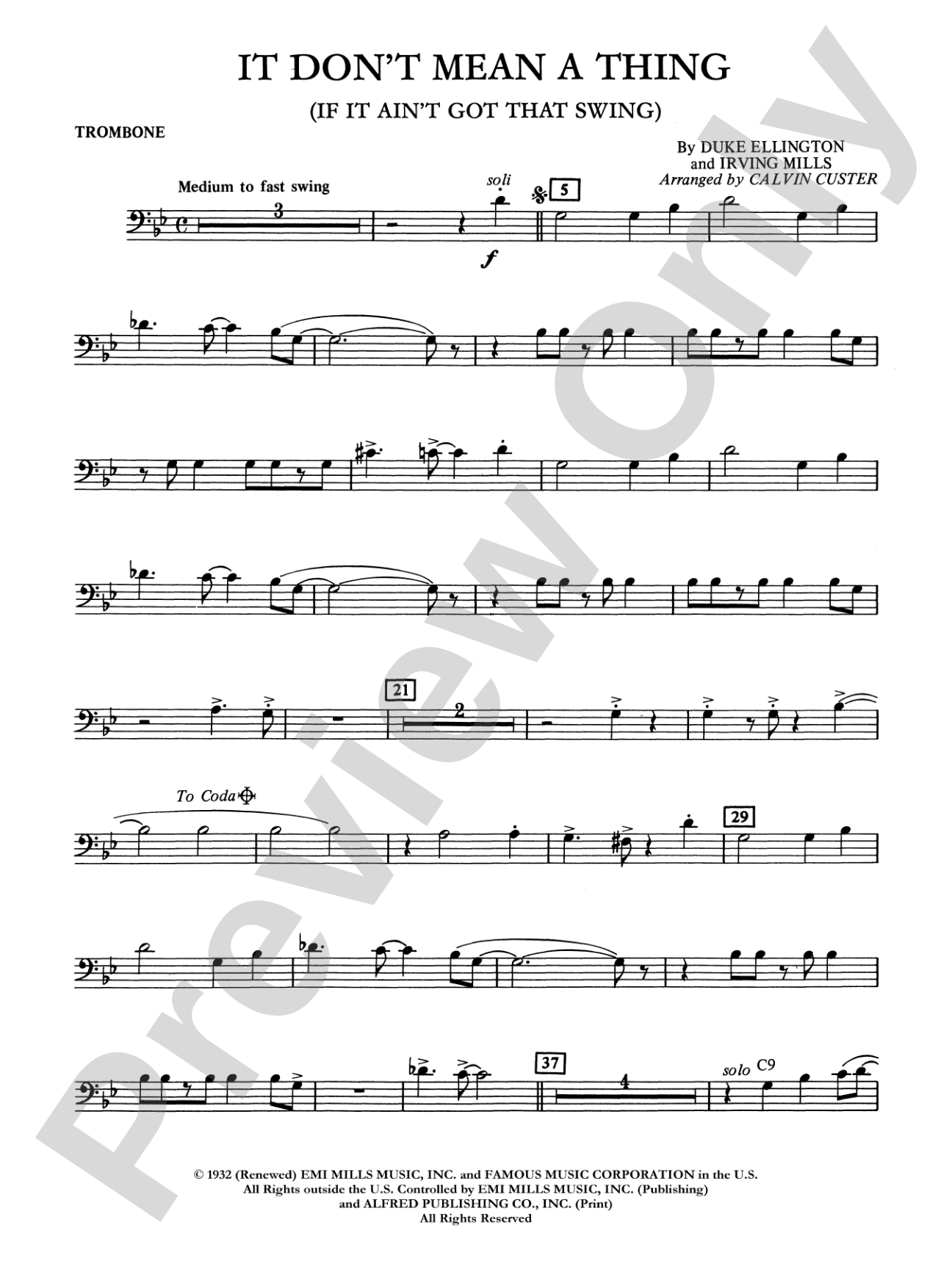 It Don't Mean a Thing (If It Ain't Got That Swing): 1st Trombone