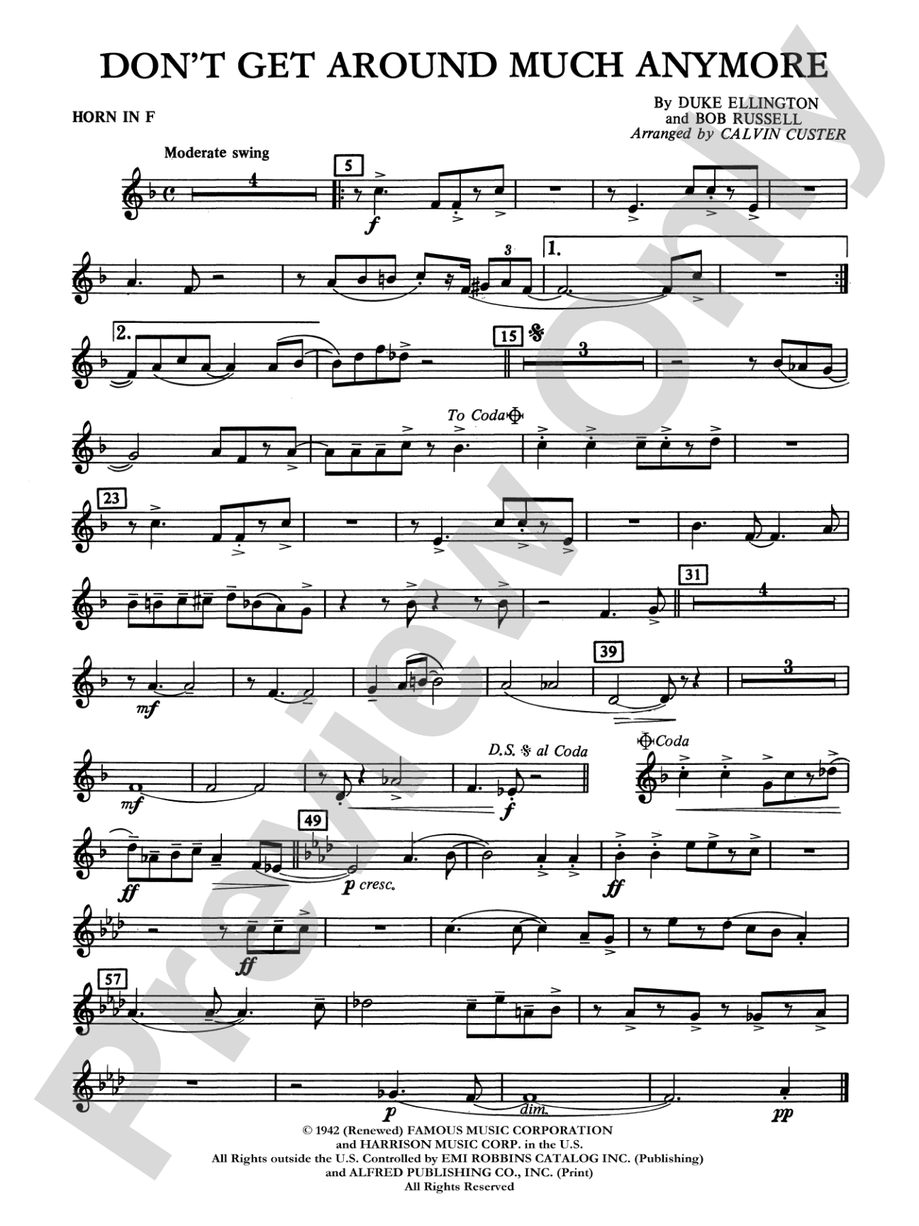 Don't Get Around Much Anymore: 1st F Horn