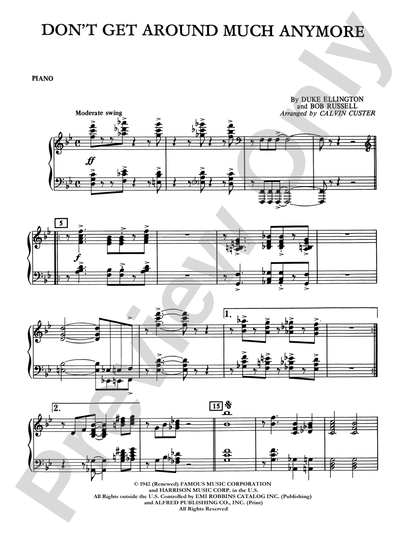 Don't Get Around Much Anymore: Piano Accompaniment
