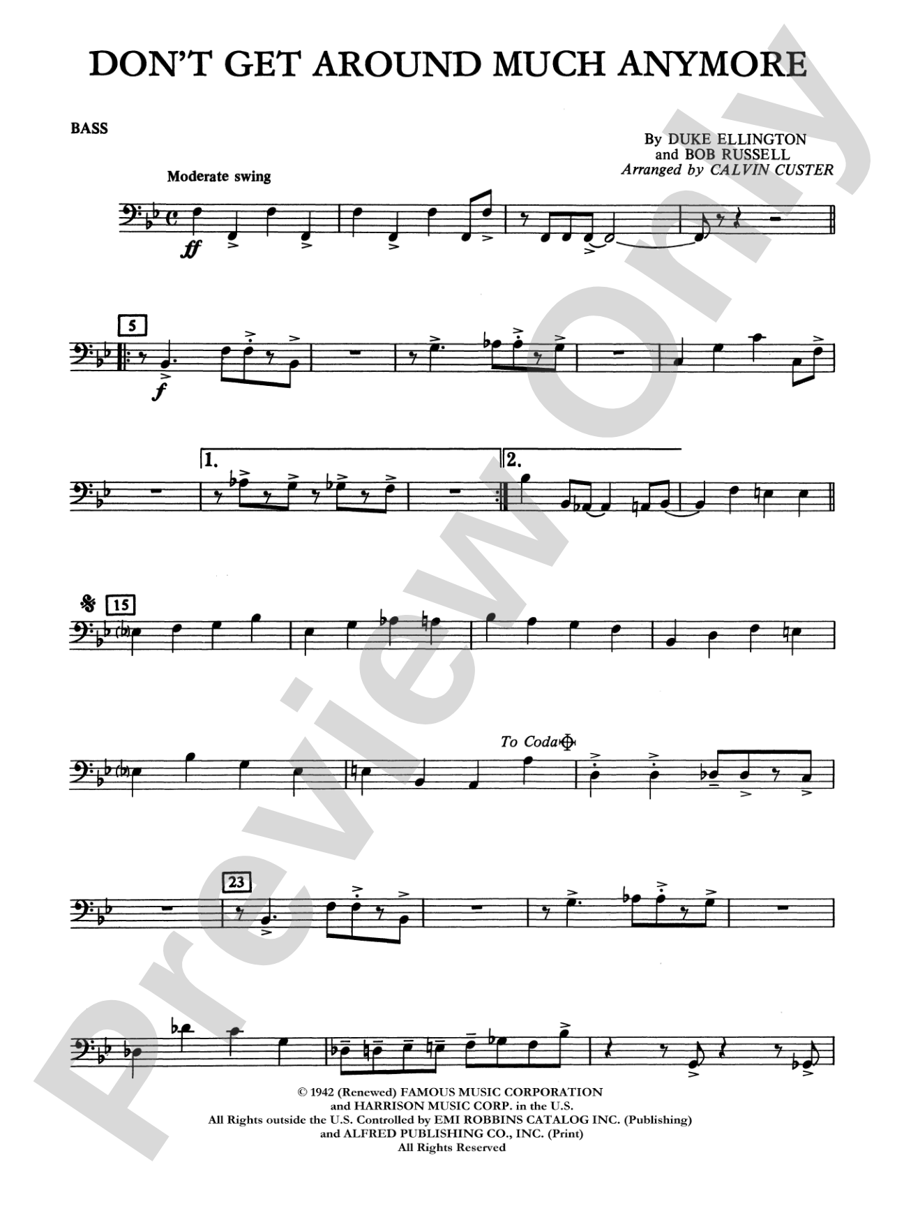Don't Get Around Much Anymore: String Bass