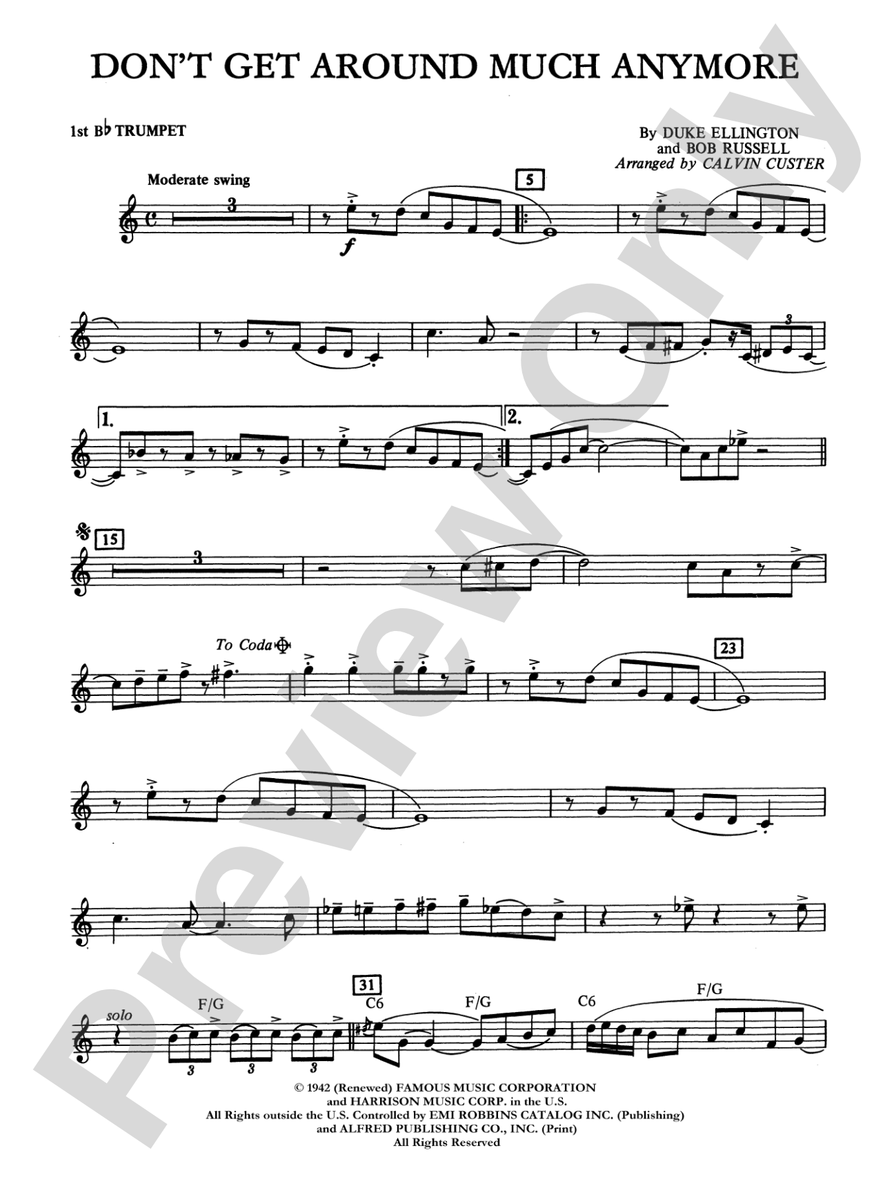Don't Get Around Much Anymore: 1st B-flat Trumpet