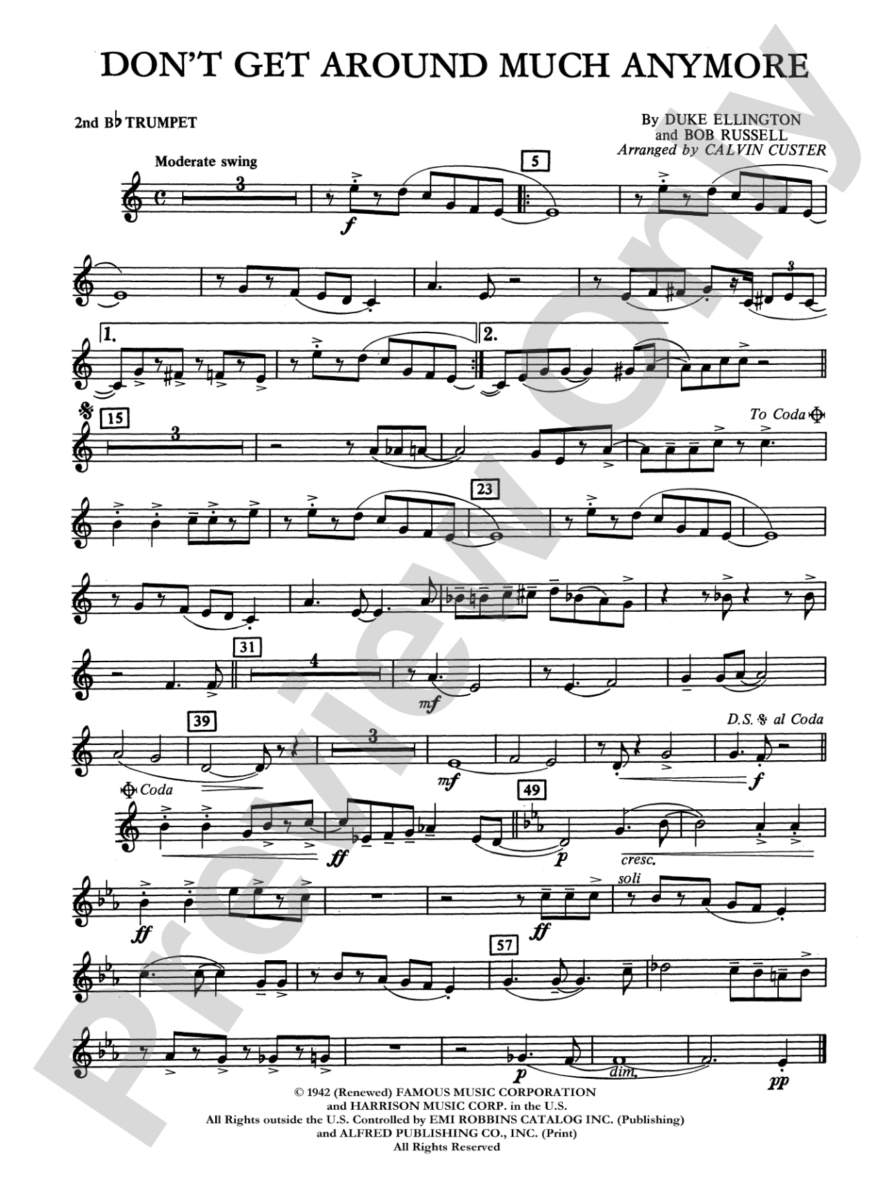 Don't Get Around Much Anymore: 2nd B-flat Trumpet