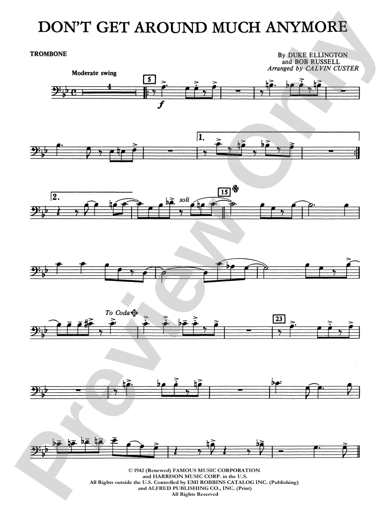 Don't Get Around Much Anymore: 1st Trombone