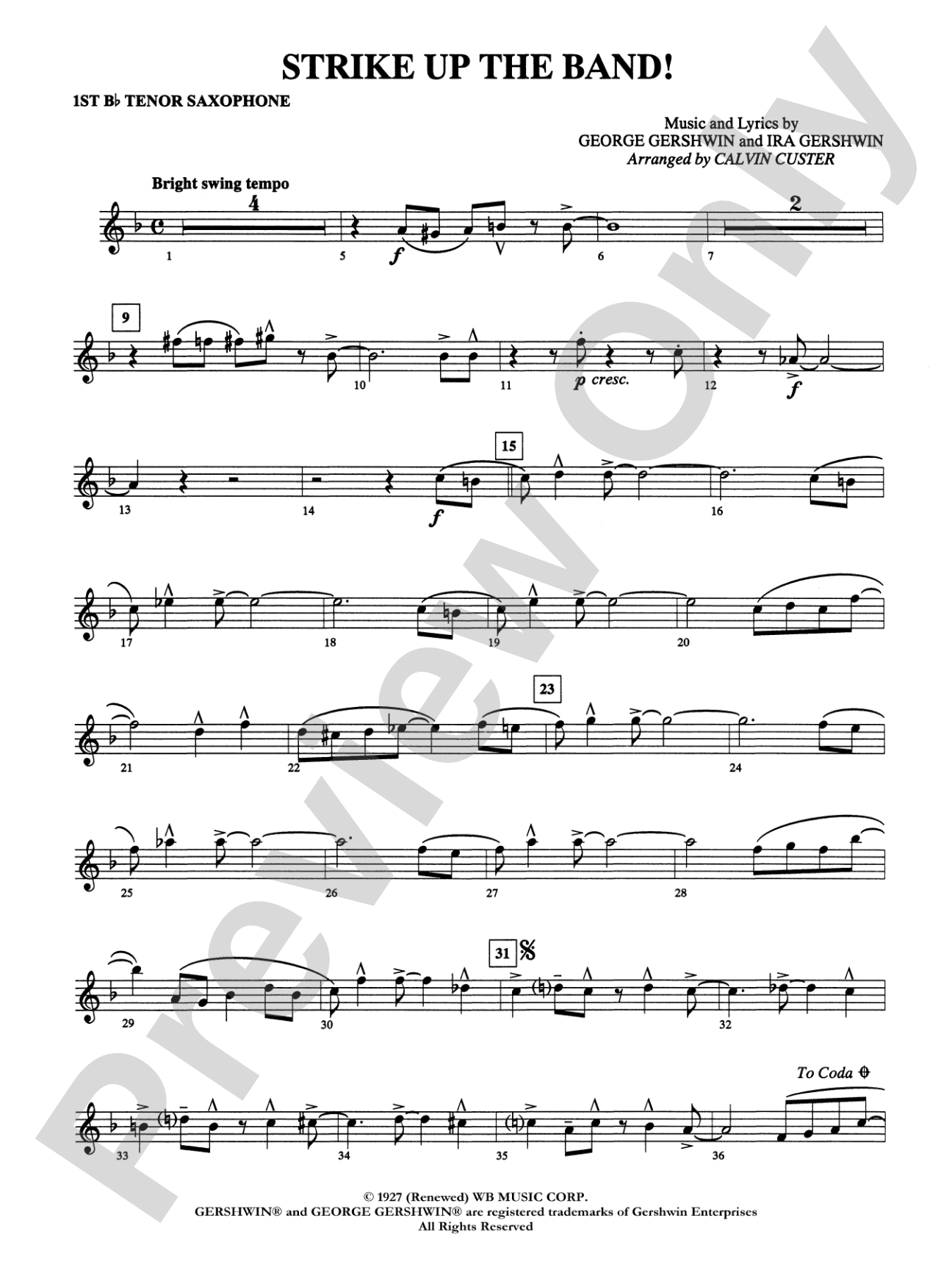 Strike Up the Band!: B-flat Tenor Saxophone
