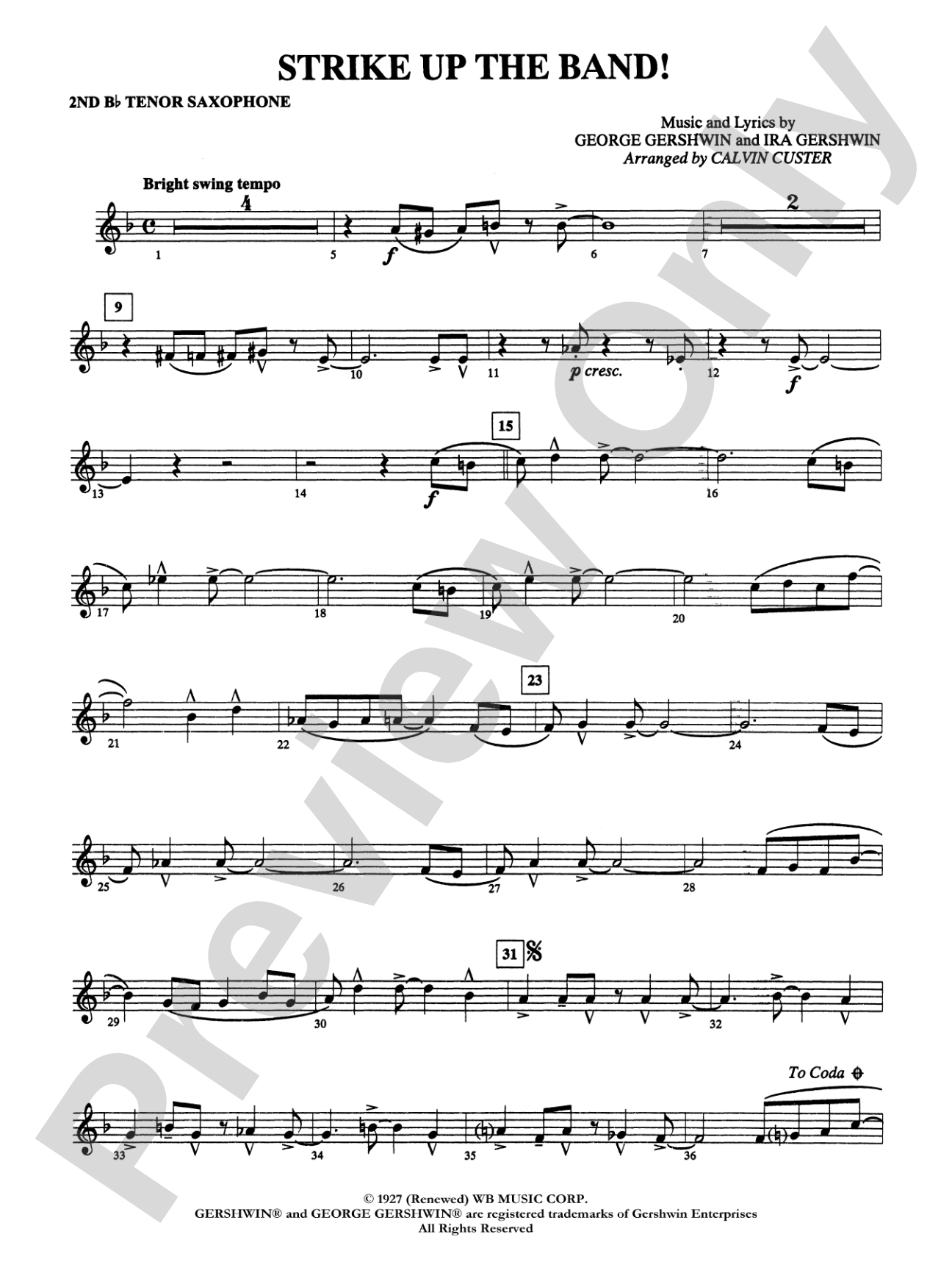Strike Up the Band!: 2nd B-flat Tenor Saxophone