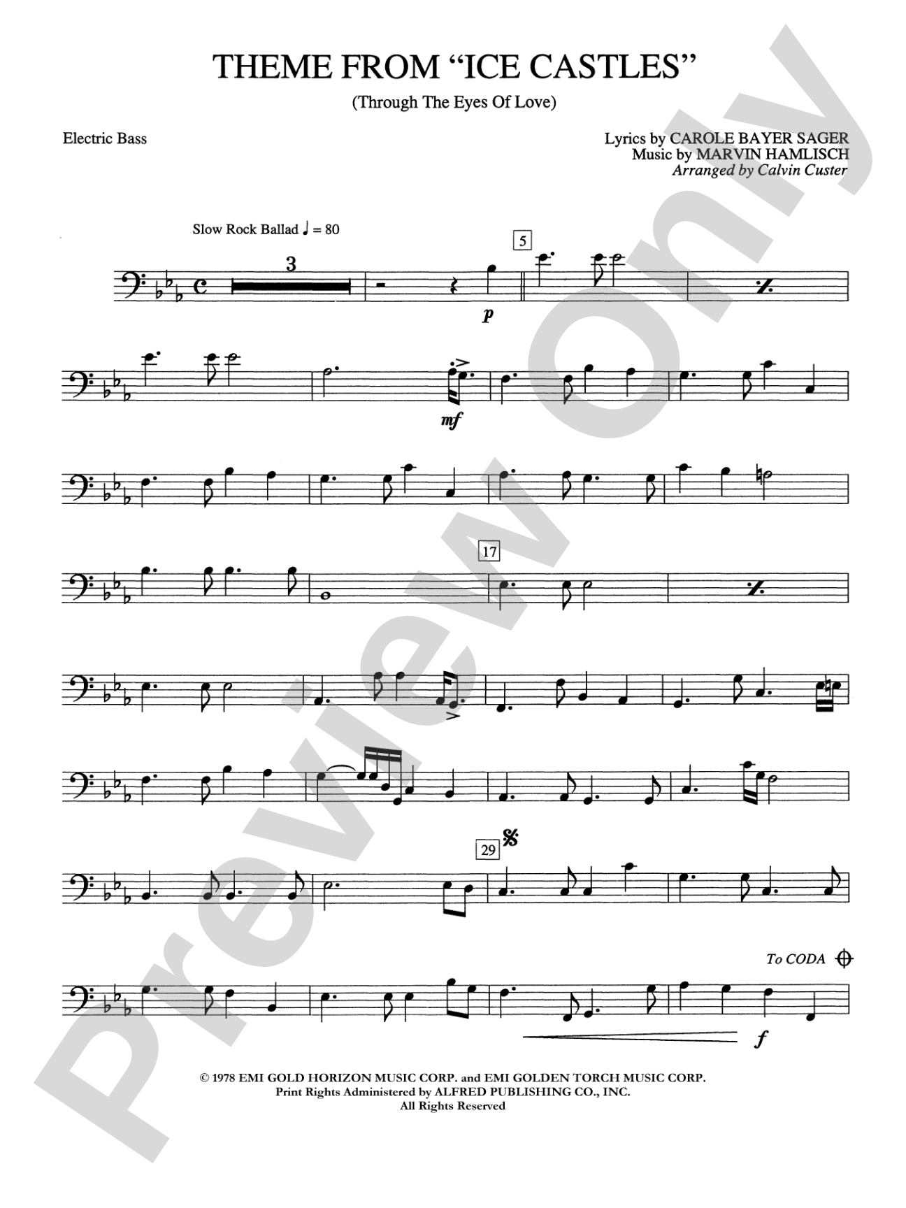 Ice Castles, Theme from (Through the Eyes of Love): String Bass