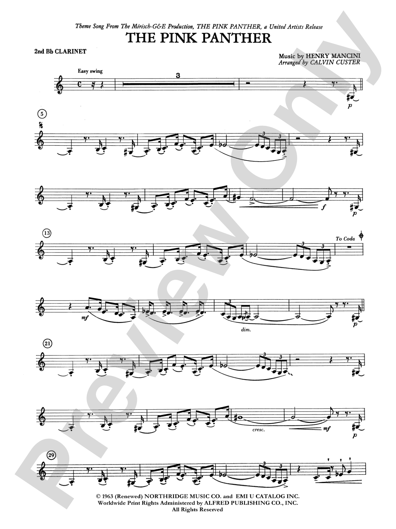 The Pink Panther: 2nd B-flat Clarinet