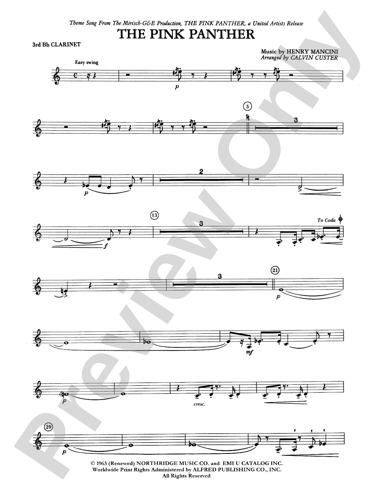 The Pink Panther: 3rd B-flat Clarinet