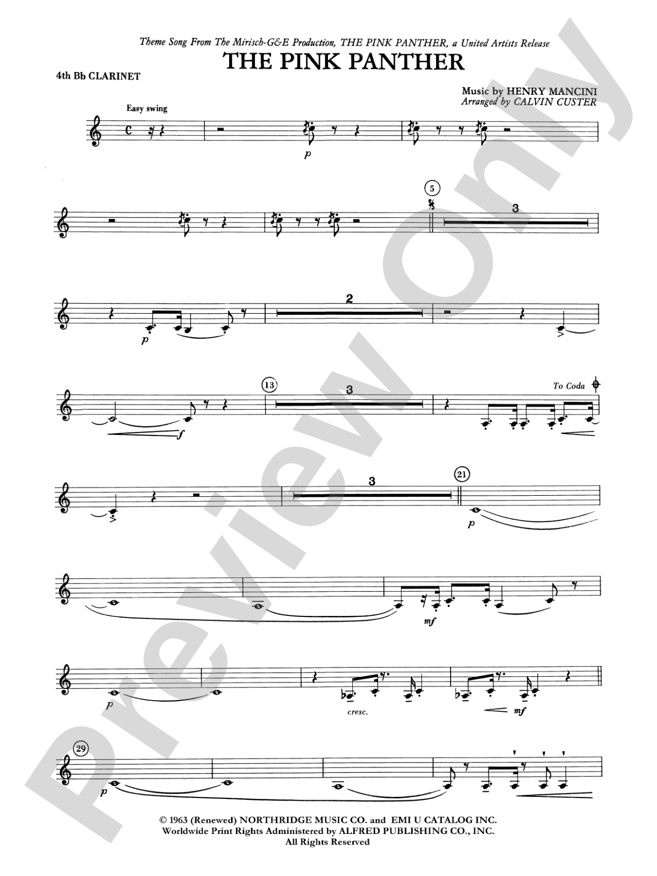 The Pink Panther: 4th B-flat Clarinet