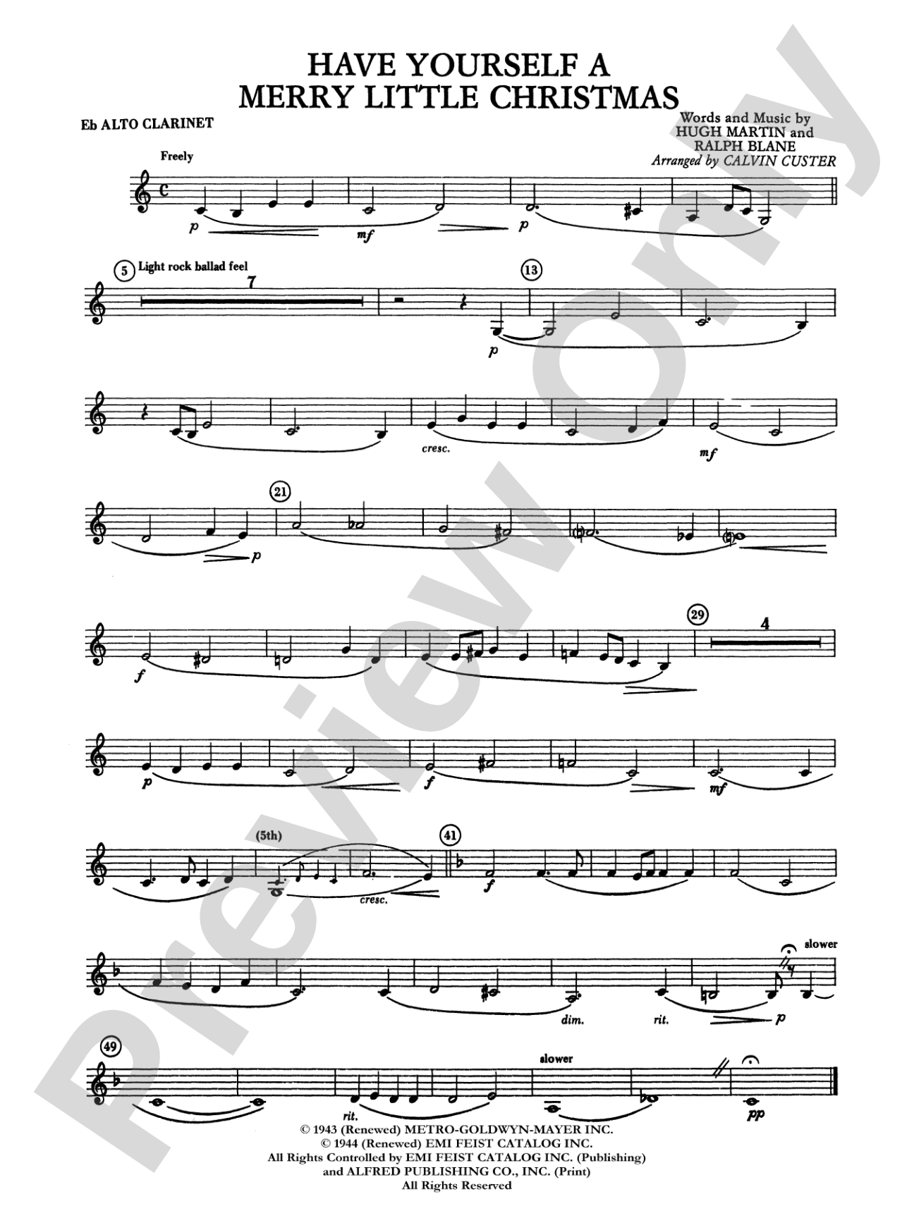 Have Yourself a Merry Little Christmas: E-flat Alto Clarinet