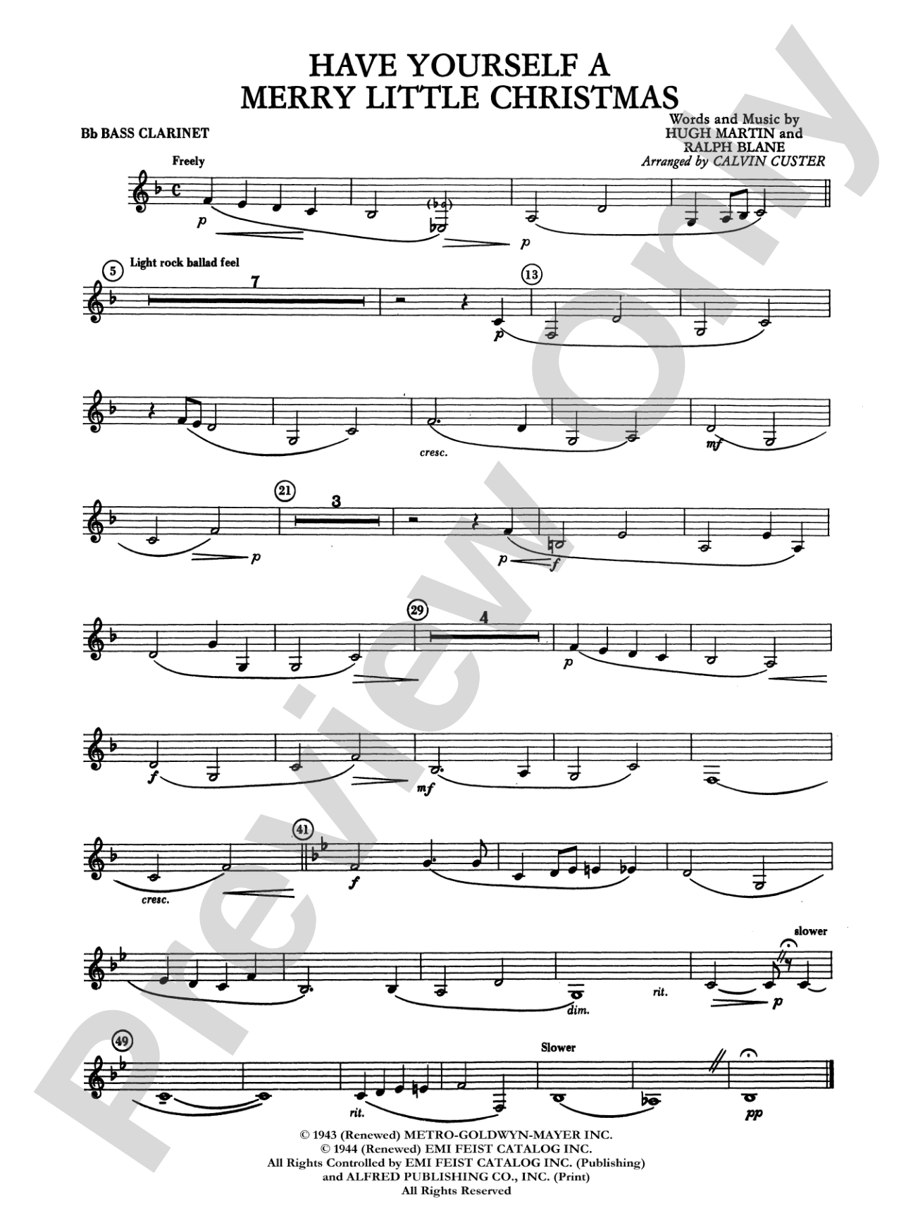 Have Yourself a Merry Little Christmas: B-flat Bass Clarinet