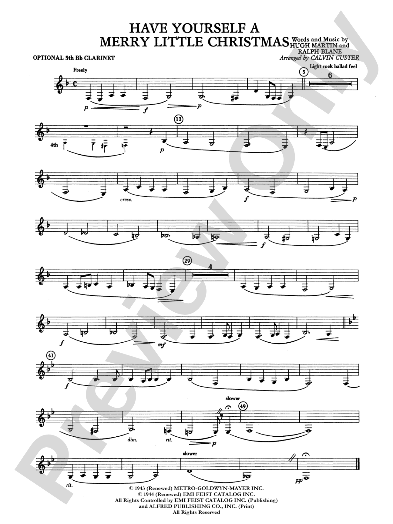 Have Yourself a Merry Little Christmas: 5th B-flat Clarinet