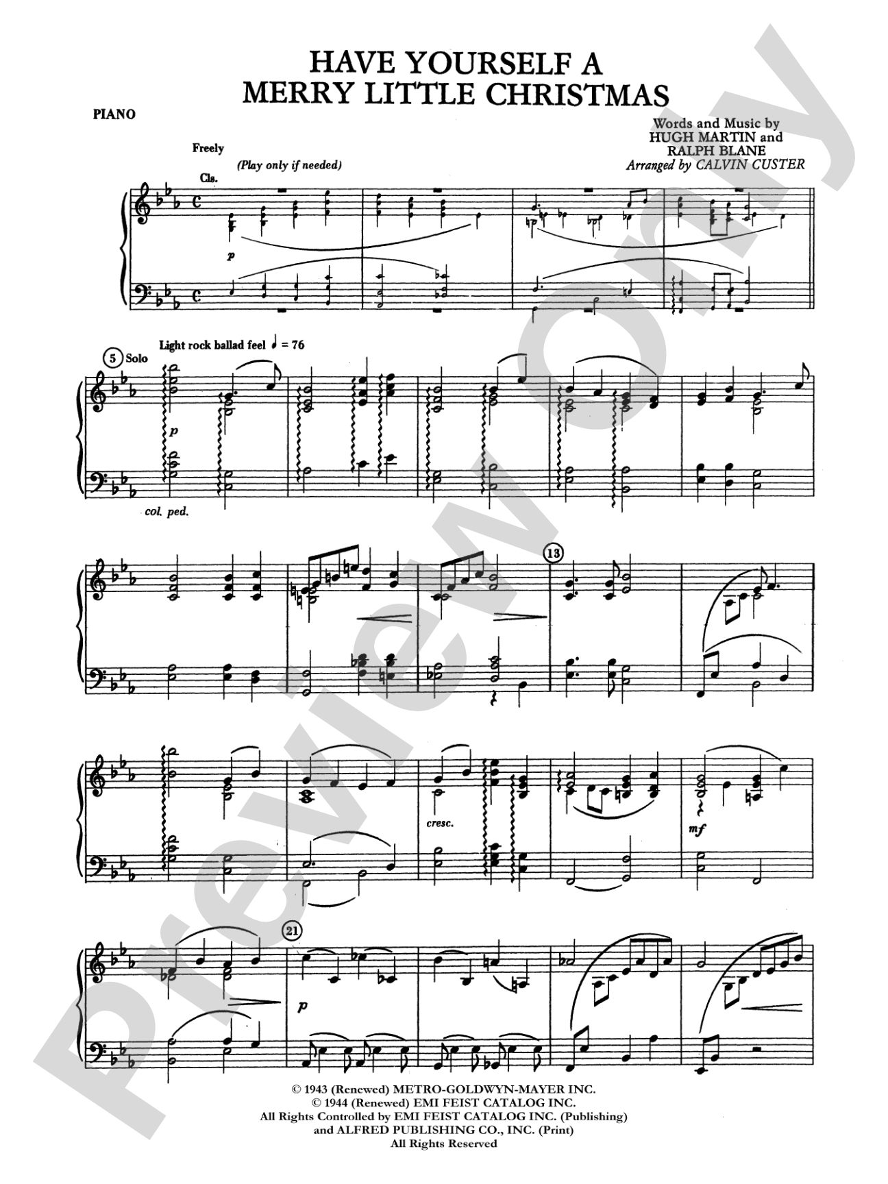 Have Yourself a Merry Little Christmas: Piano Accompaniment