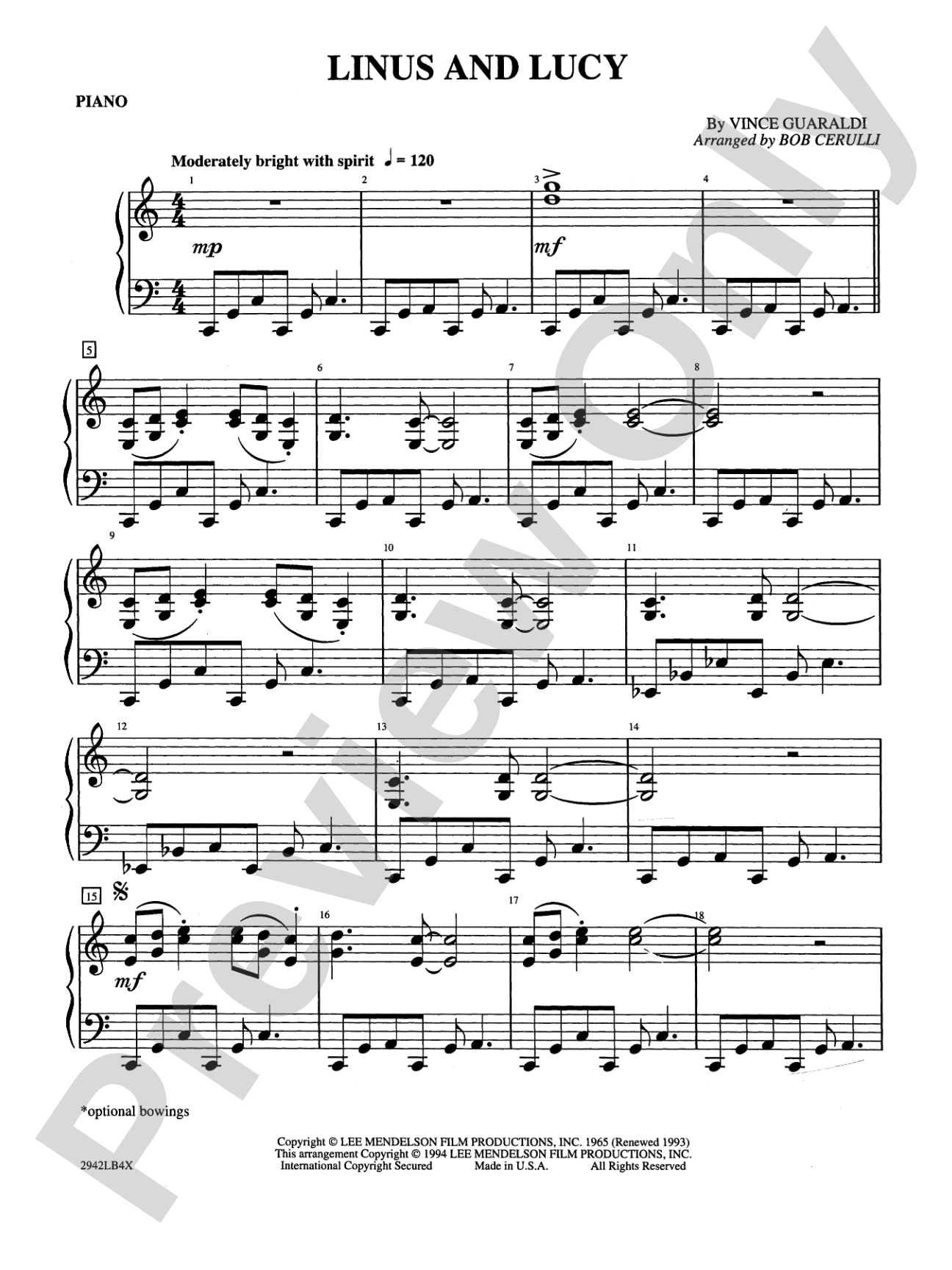 Linus and Lucy: Piano Accompaniment