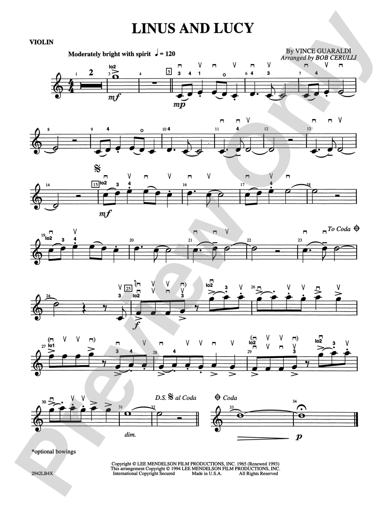 Linus and Lucy: 1st Violin