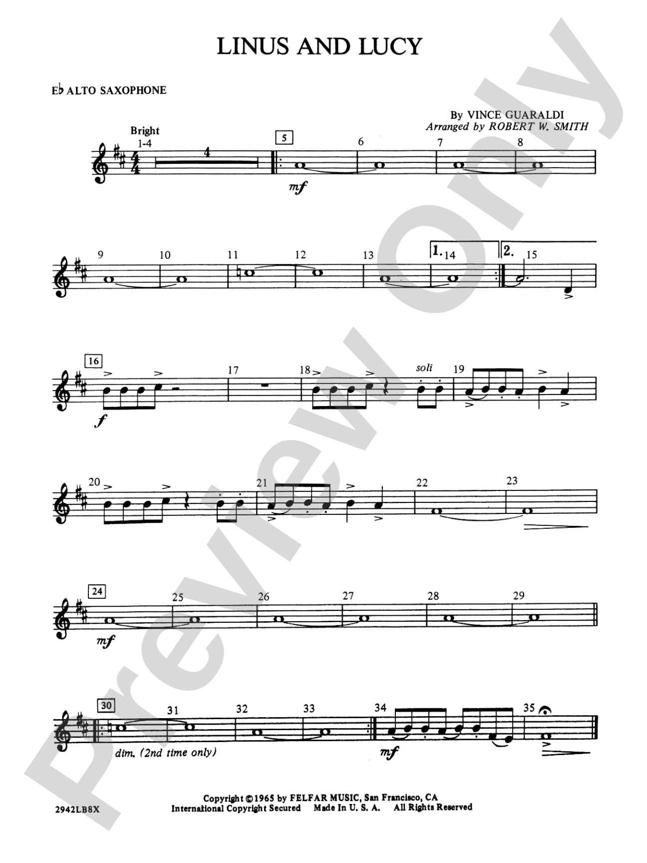 Linus and Lucy: E-flat Alto Saxophone