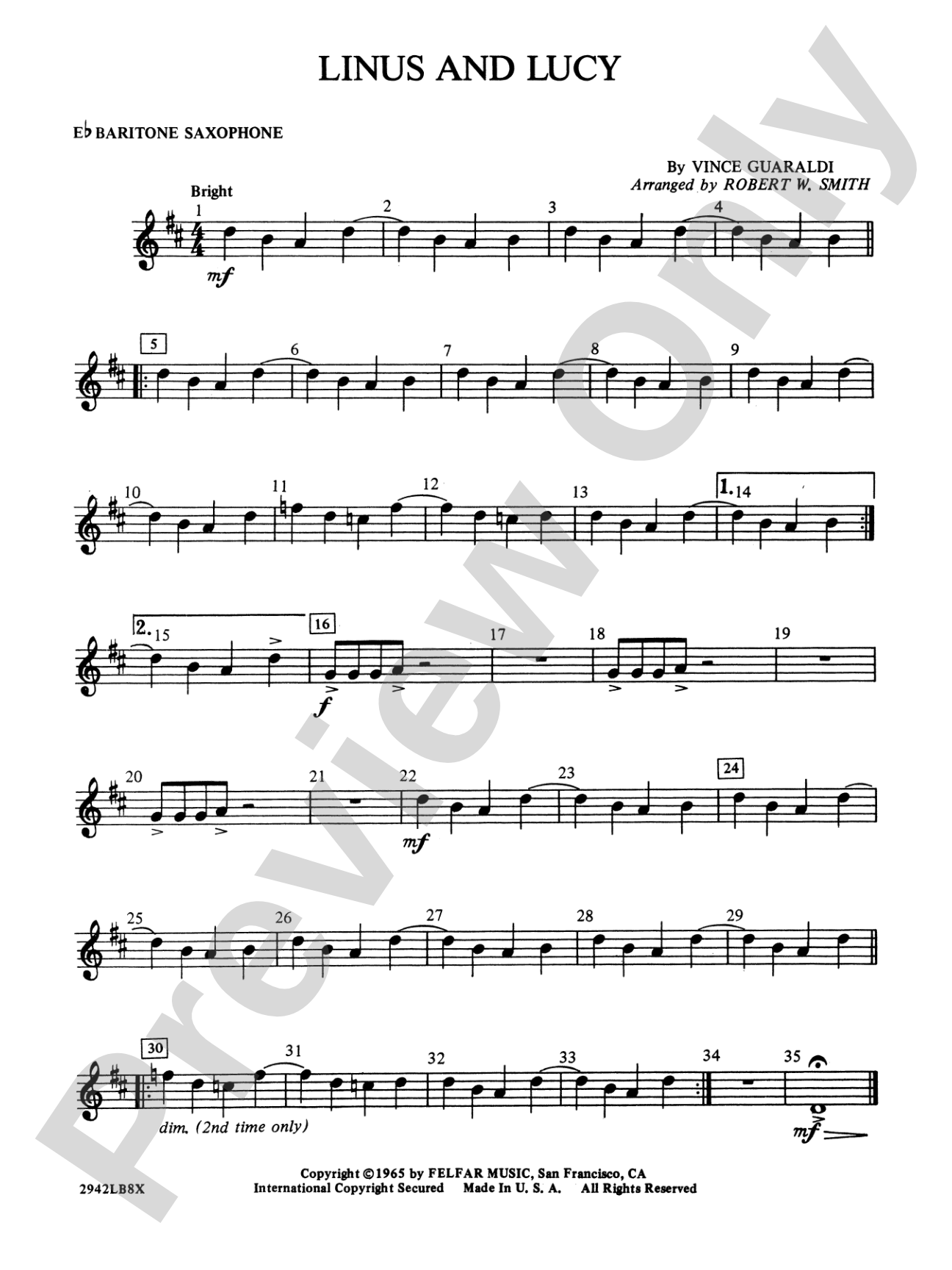 Linus and Lucy: E-flat Baritone Saxophone