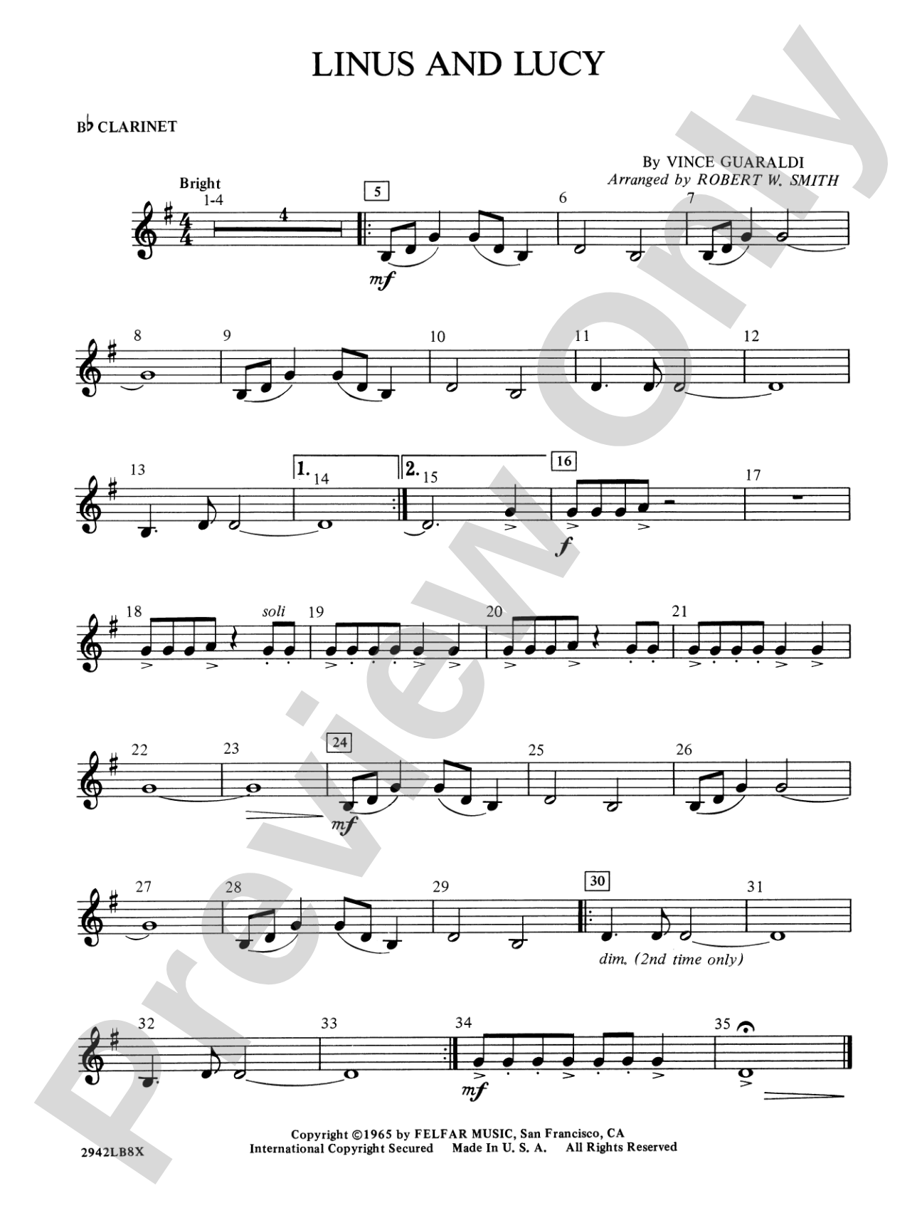 Linus and Lucy: 1st B-flat Clarinet