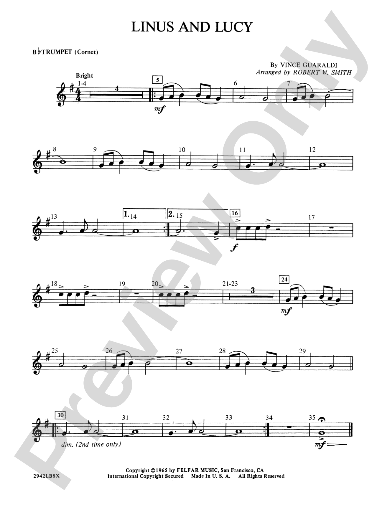 Linus and Lucy: 1st B-flat Trumpet