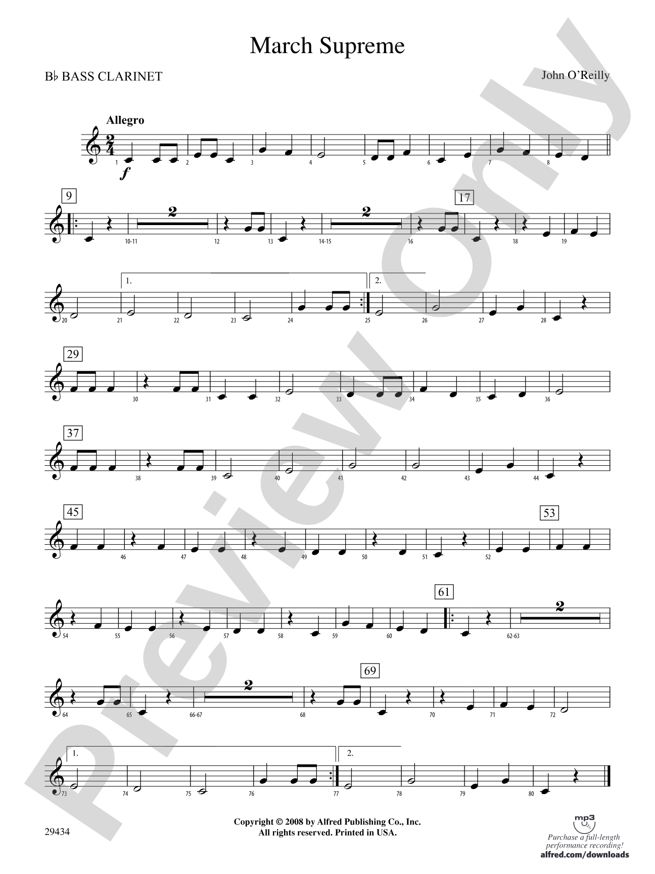 March Supreme: B-flat Bass Clarinet