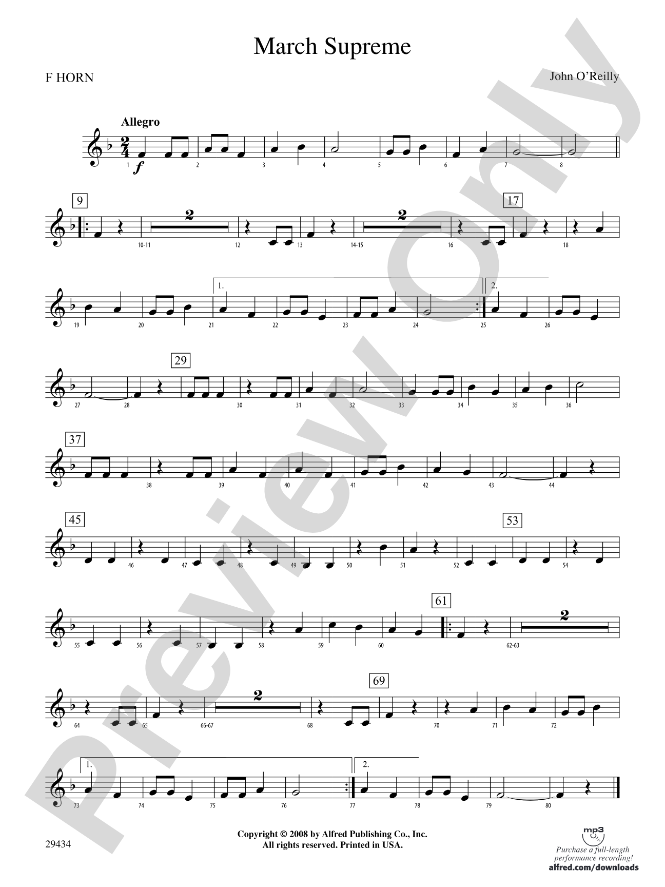 March Supreme: 1st F Horn
