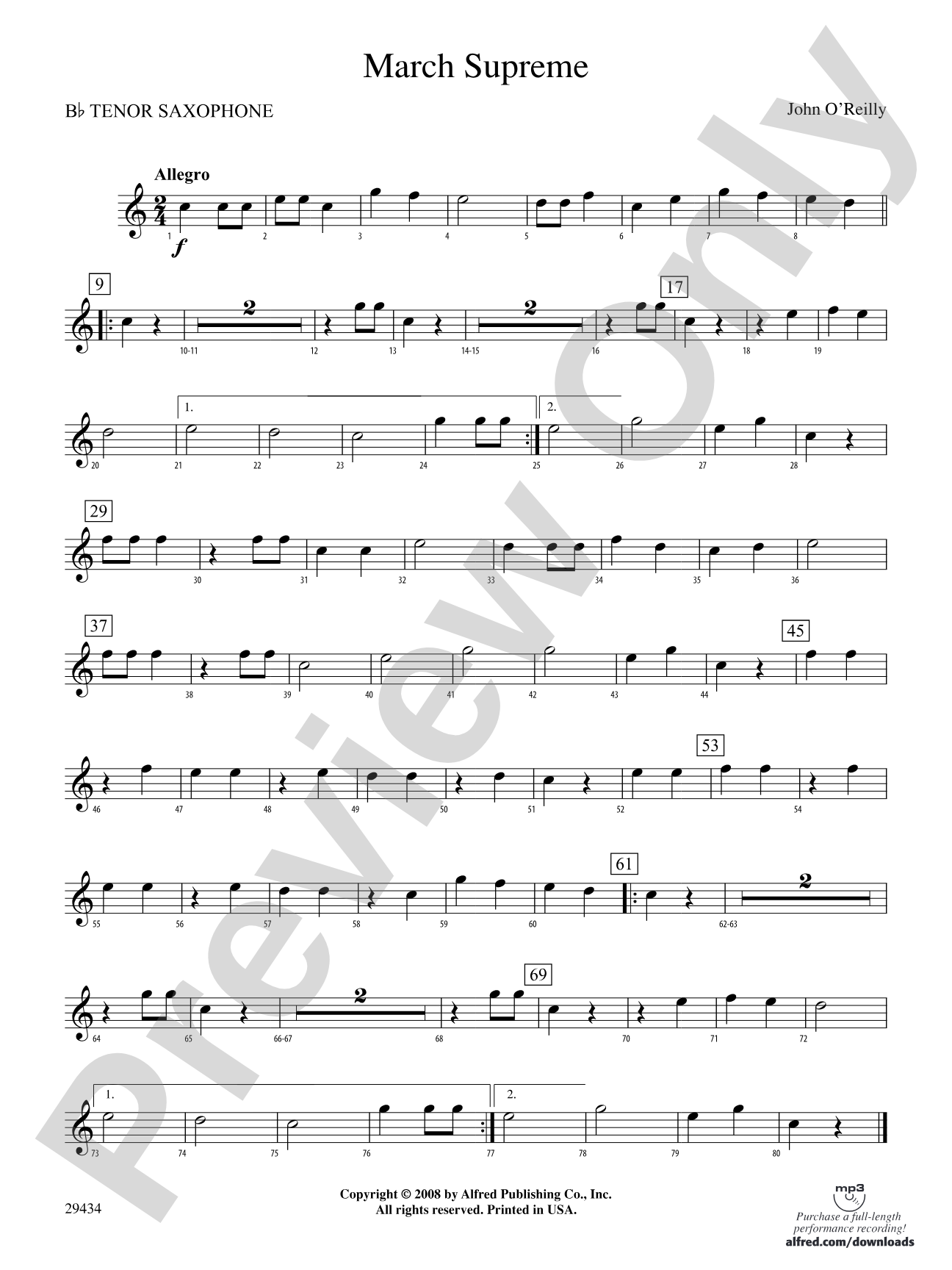 March Supreme: B-flat Tenor Saxophone