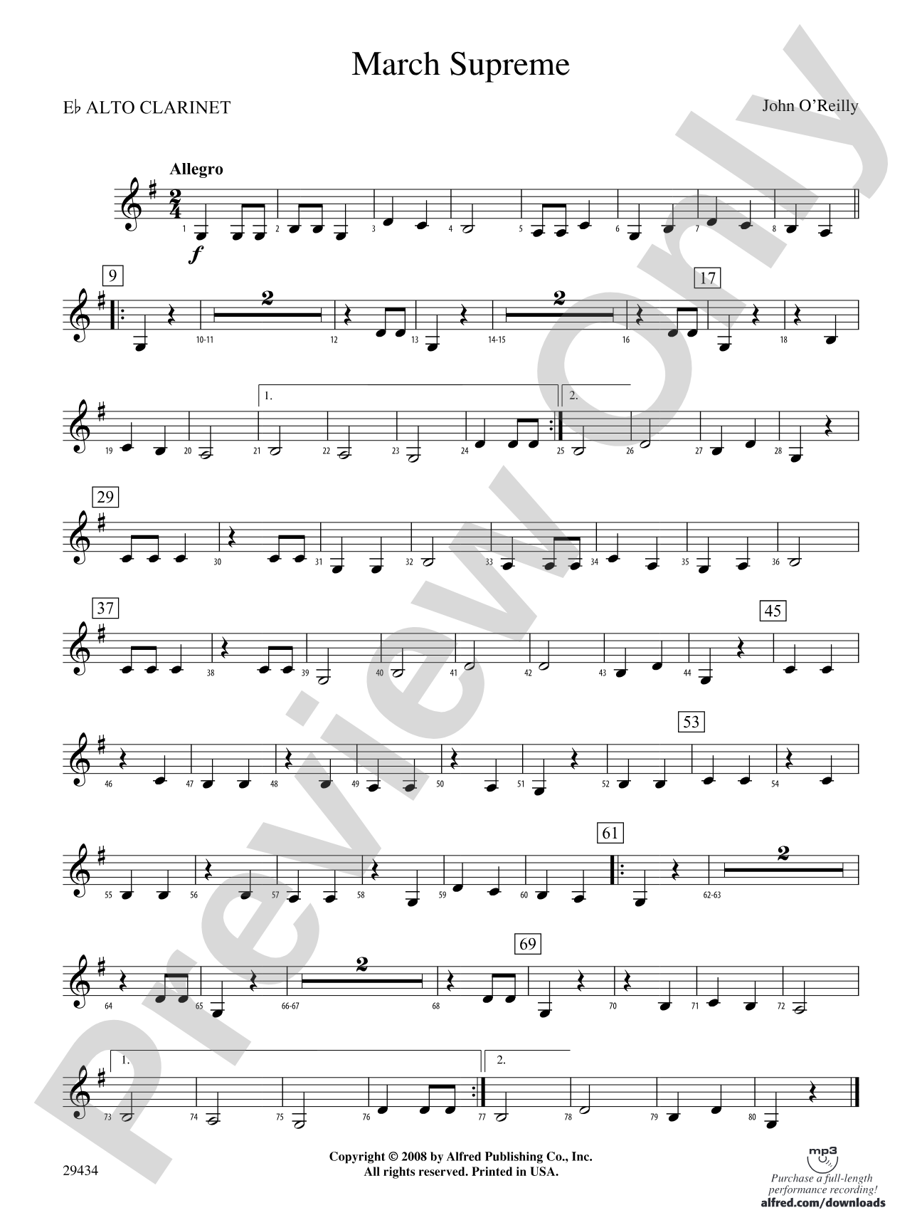 March Supreme: (wp) E-flat Alto Clarinet