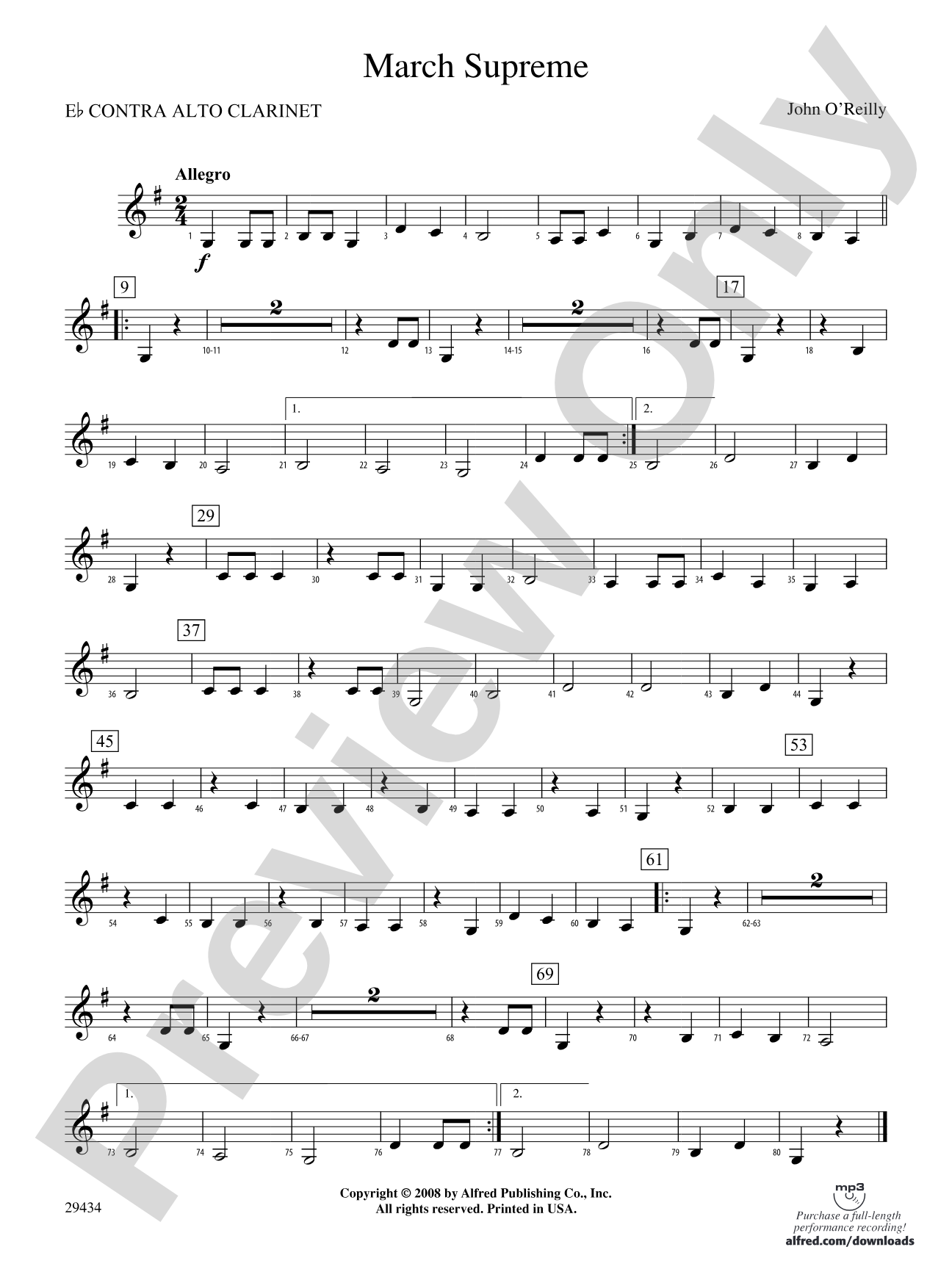 March Supreme: (wp) E-flat Contrabass Clarinet