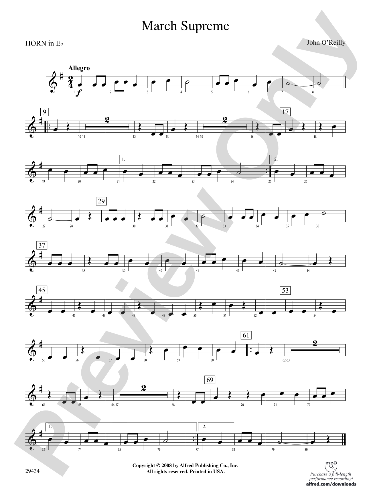 March Supreme: (wp) 1st Horn in E-flat