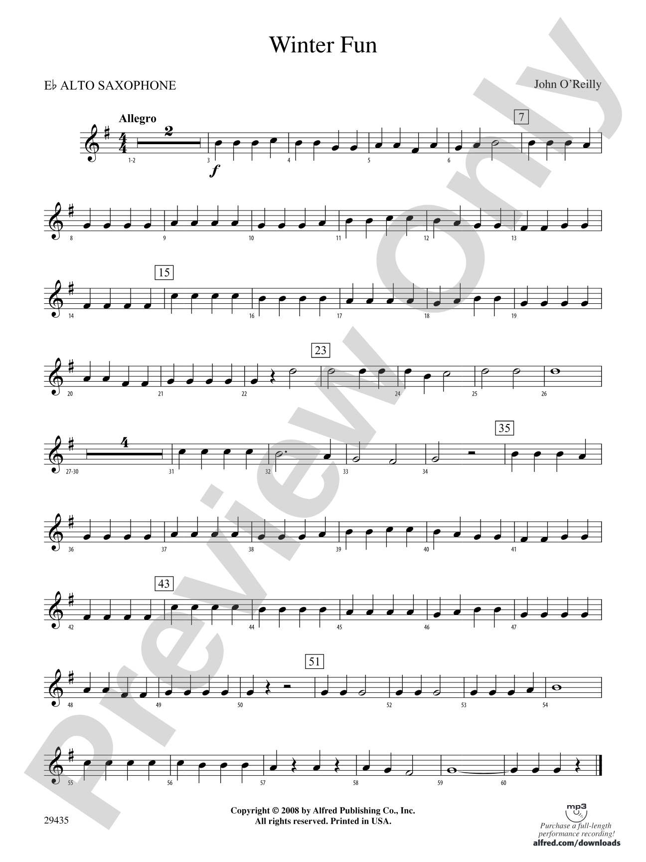 Winter Fun: E-flat Alto Saxophone