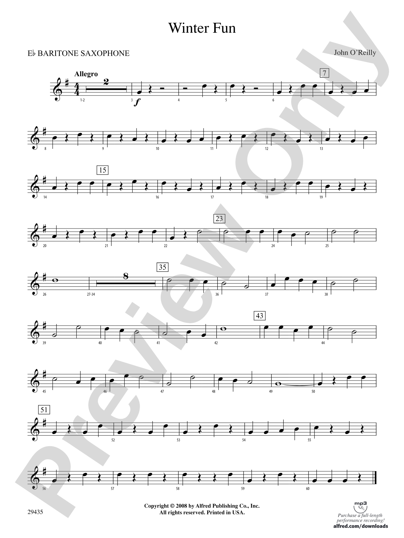 Winter Fun: E-flat Baritone Saxophone