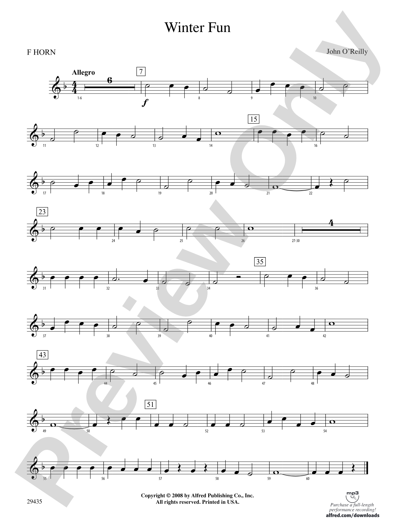 Winter Fun: 1st F Horn