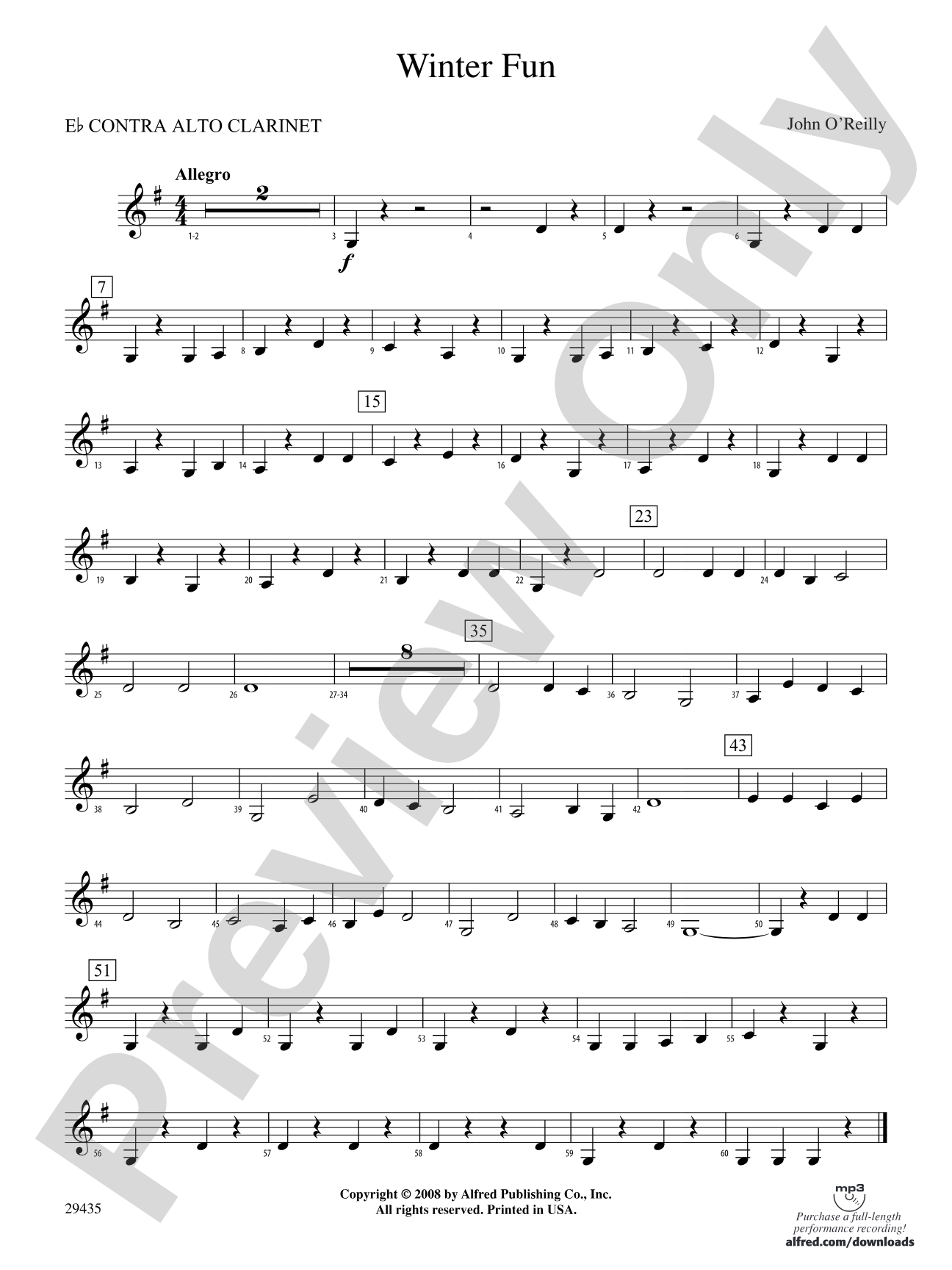 Winter Fun: (wp) E-flat Contrabass Clarinet