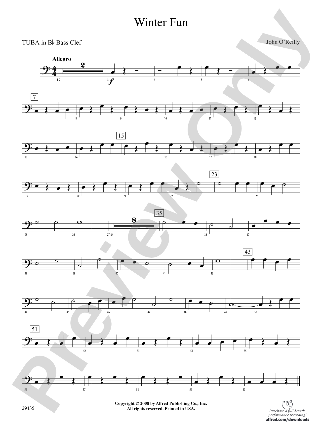 Winter Fun: (wp) B-flat Tuba B.C.
