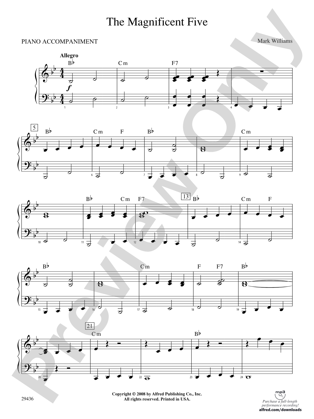 The Magnificent Five: Piano Accompaniment