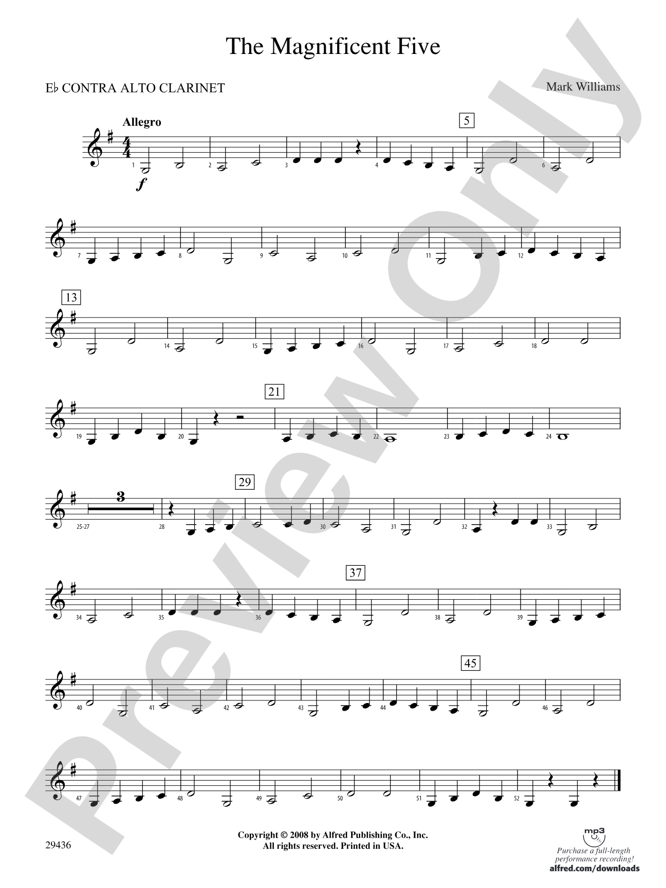 The Magnificent Five: (wp) E-flat Contrabass Clarinet