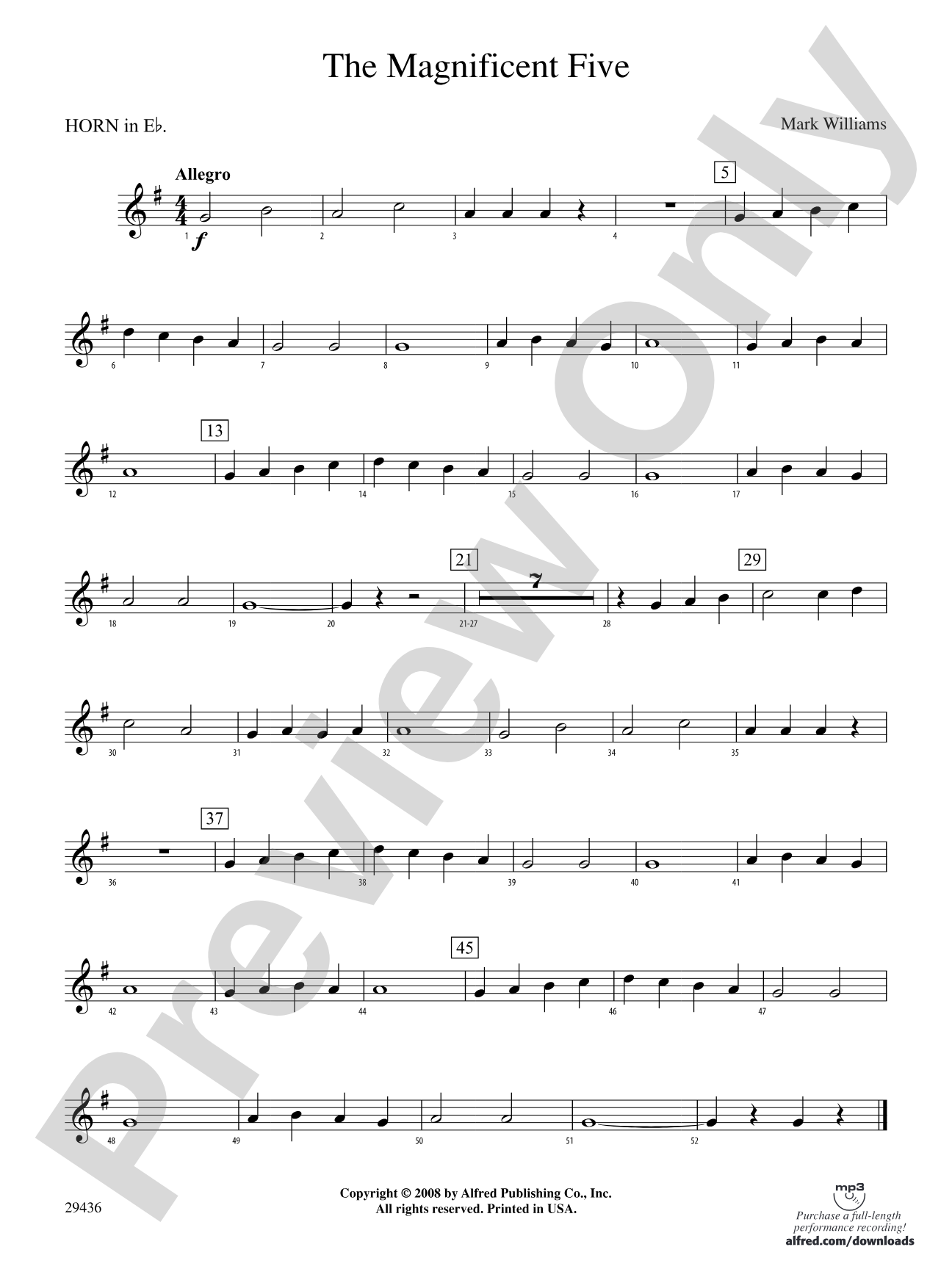 The Magnificent Five: (wp) 1st Horn in E-flat