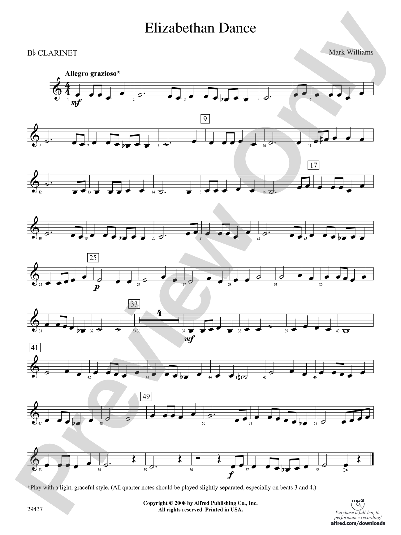 Elizabethan Dance: 1st B-flat Clarinet