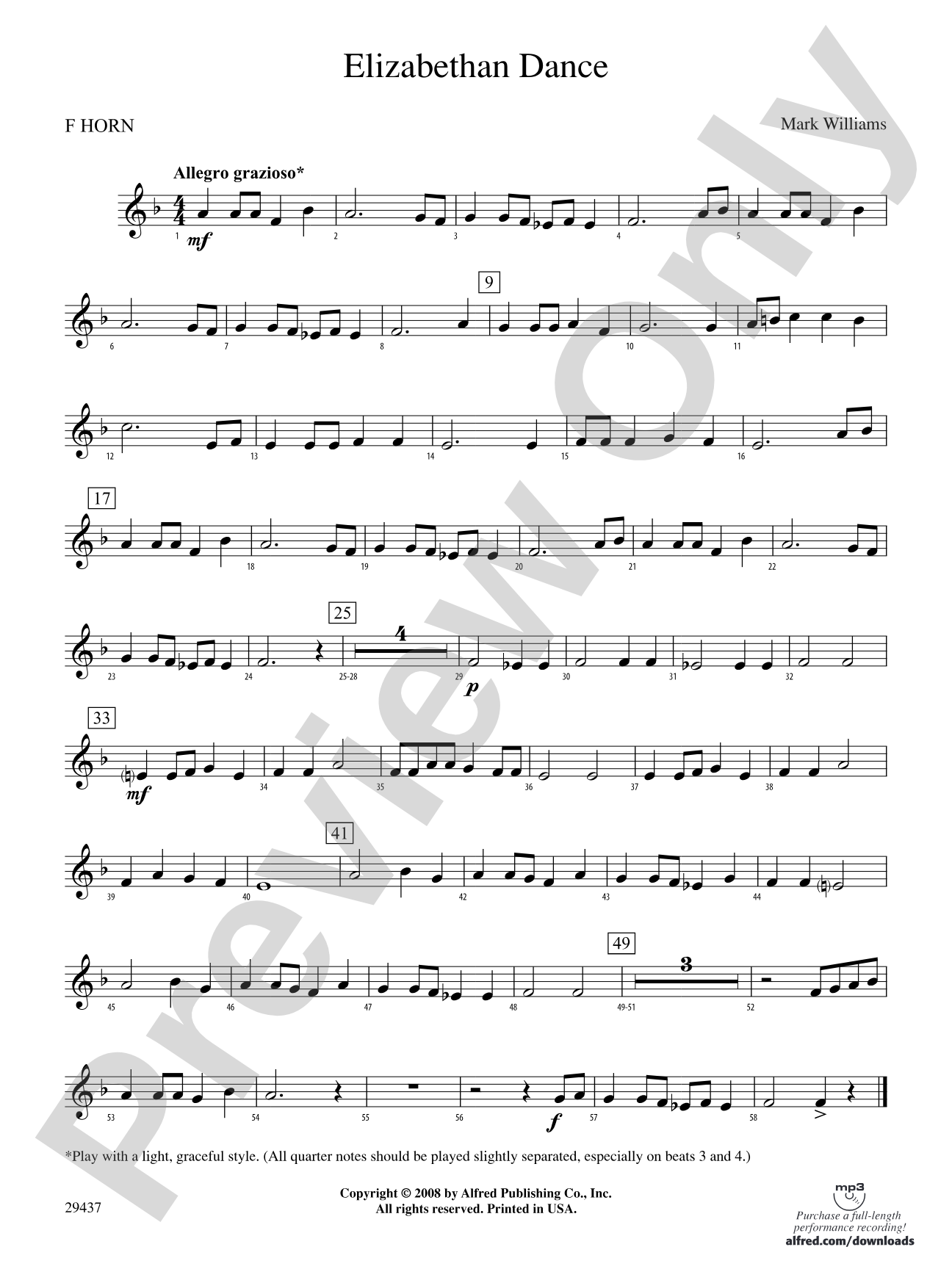 Elizabethan Dance: 1st F Horn