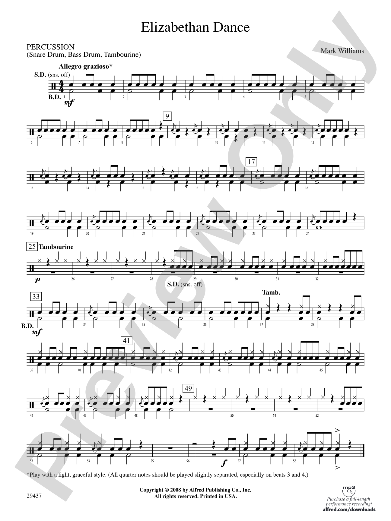Elizabethan Dance: 1st Percussion