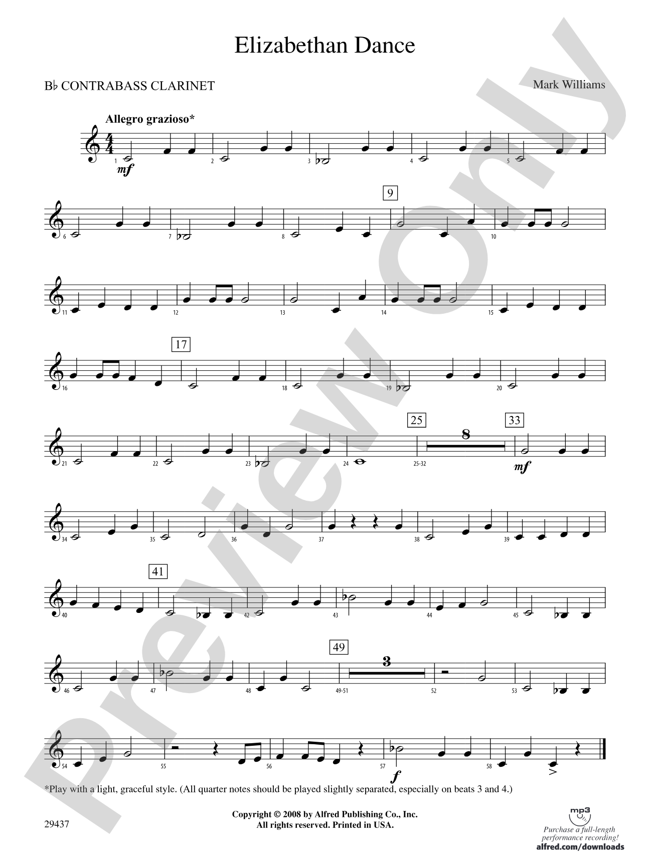 Elizabethan Dance: (wp) B-flat Contrabass Clarinet