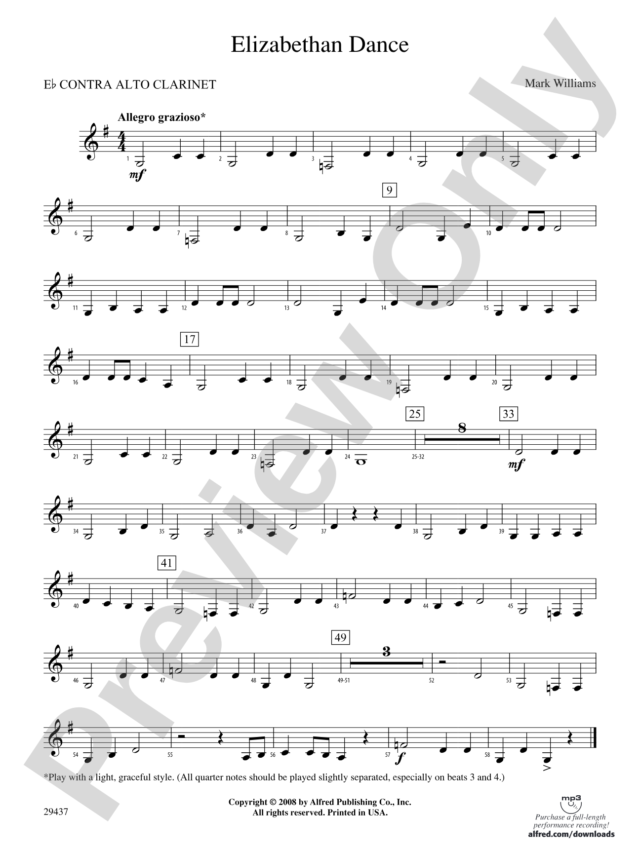 Elizabethan Dance: (wp) E-flat Contrabass Clarinet