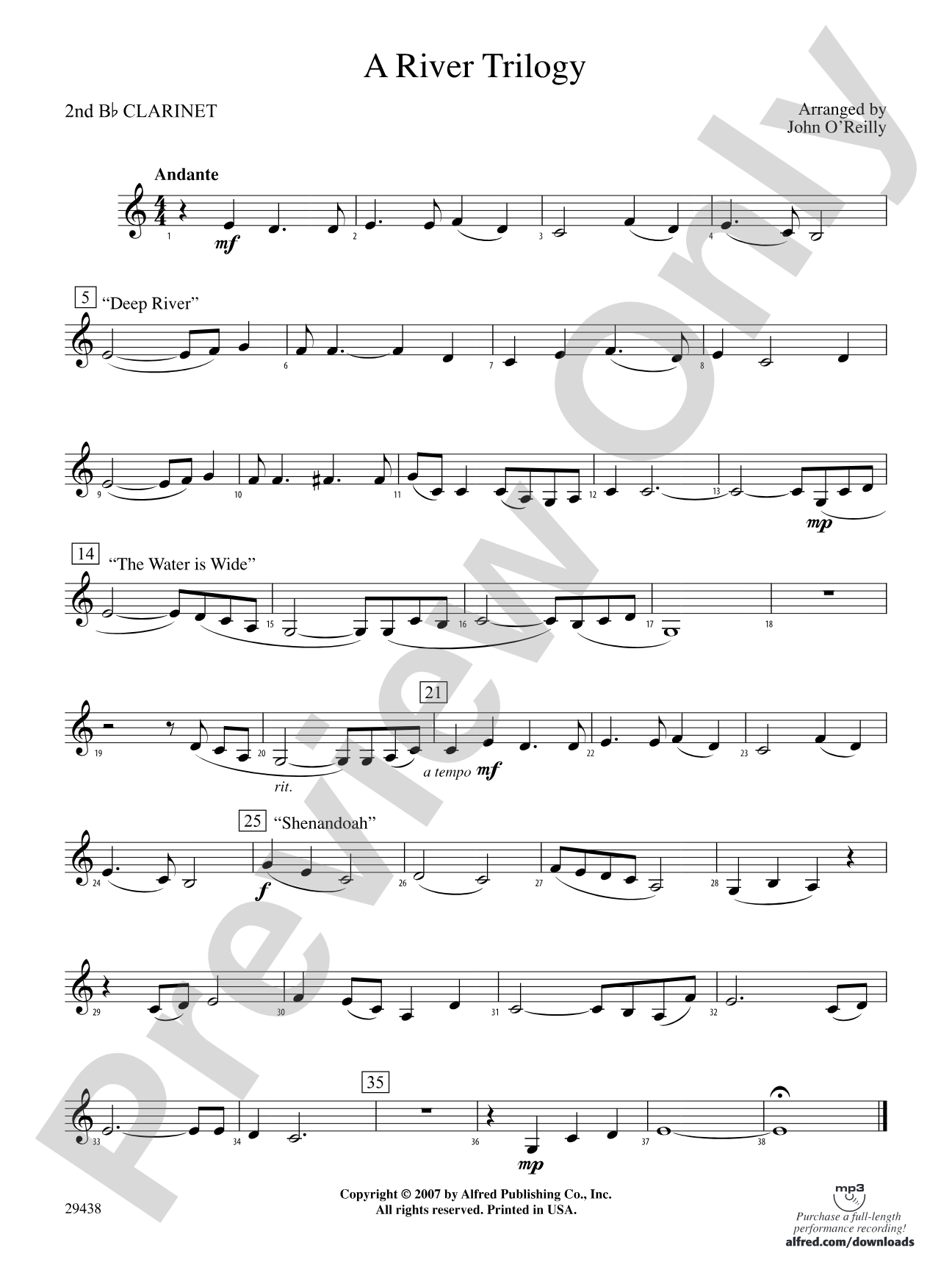 A River Trilogy: 2nd B-flat Clarinet