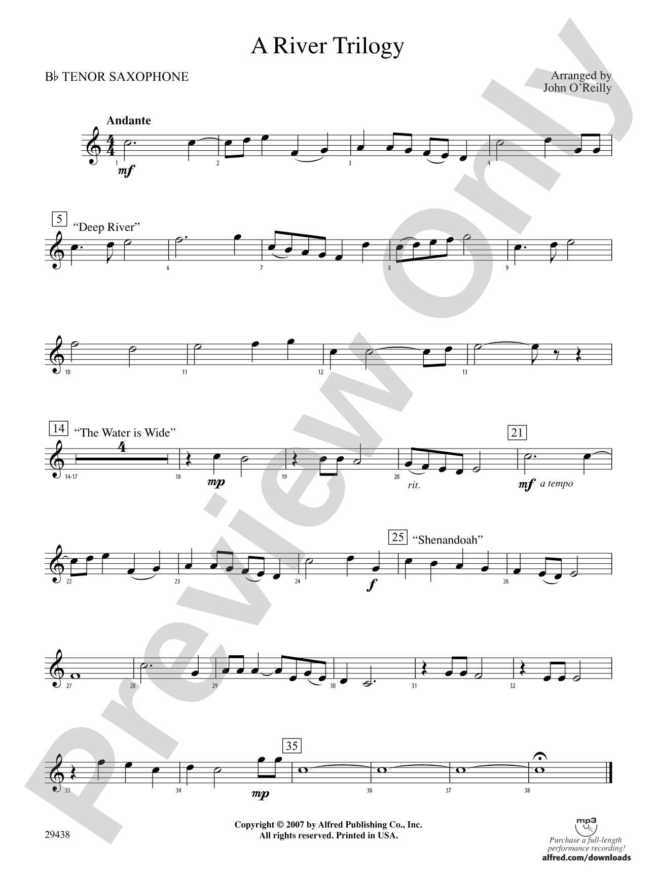 A River Trilogy: B-flat Tenor Saxophone